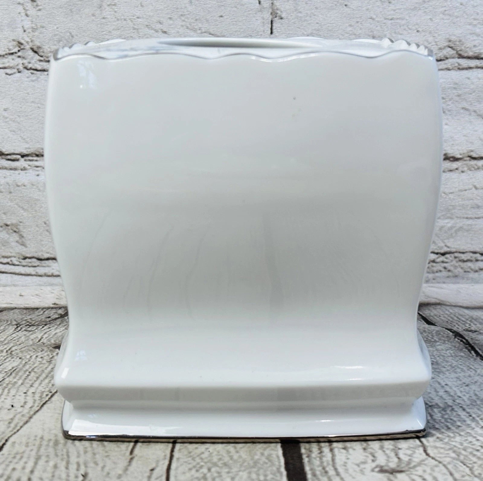 Veratex Ceramic Tissue Box Cover White Blue Roses Silver Trim Gray Leaves Mint | eBay