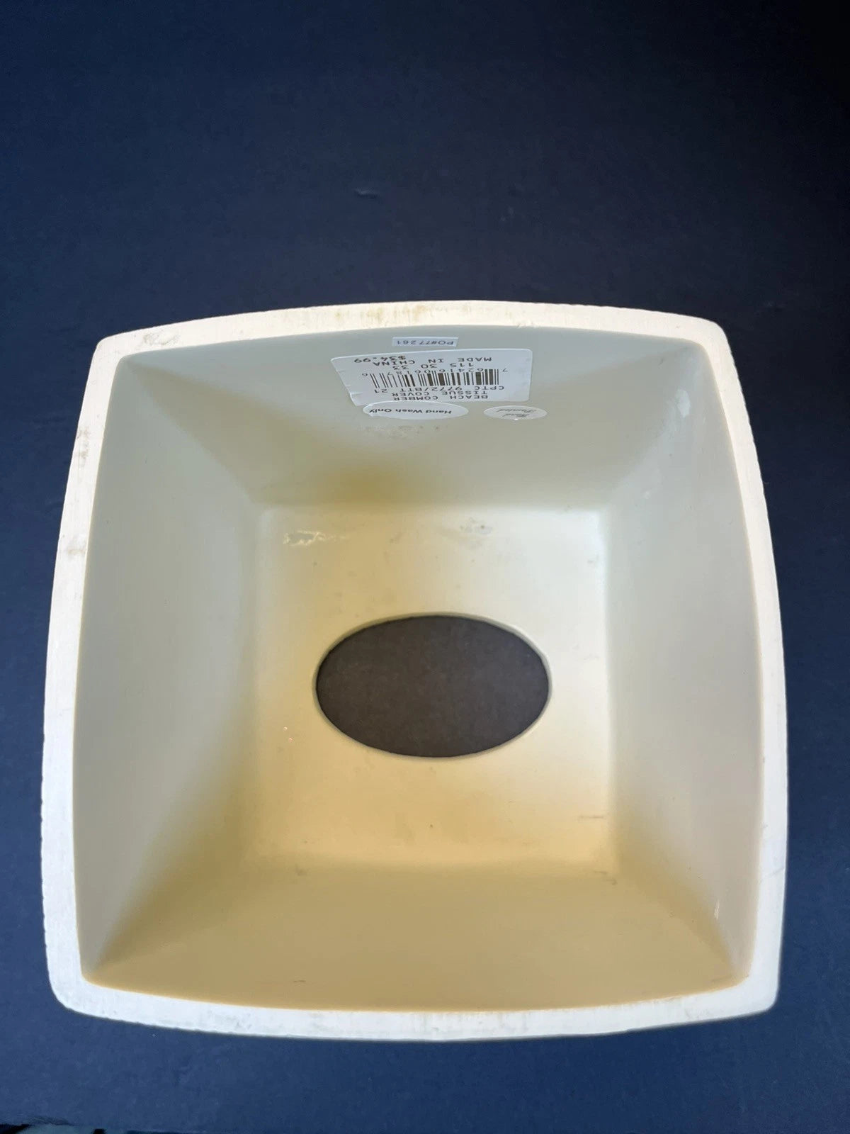 Beach Comber Tissue Box Cover Inlaid Sea Shells Hand Painted Resin Metallic | eBay