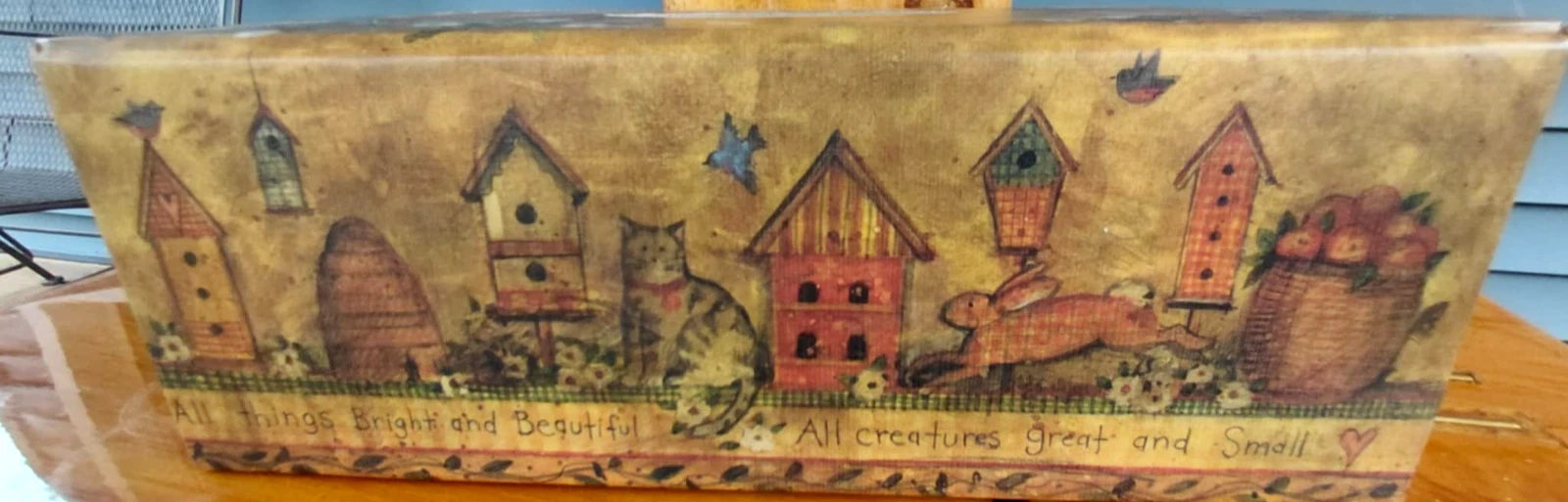 Primitive Tissue Box Bob’s Boxes All Creatures Cat Birdhouse Bunny Floral VTG | eBay