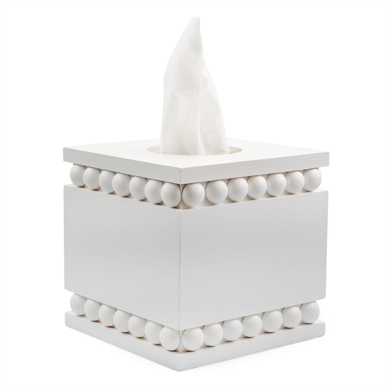Beaded Tissue Box Cover, Square White; Rustic Farmhouse Wood Tissue Holder | eBay