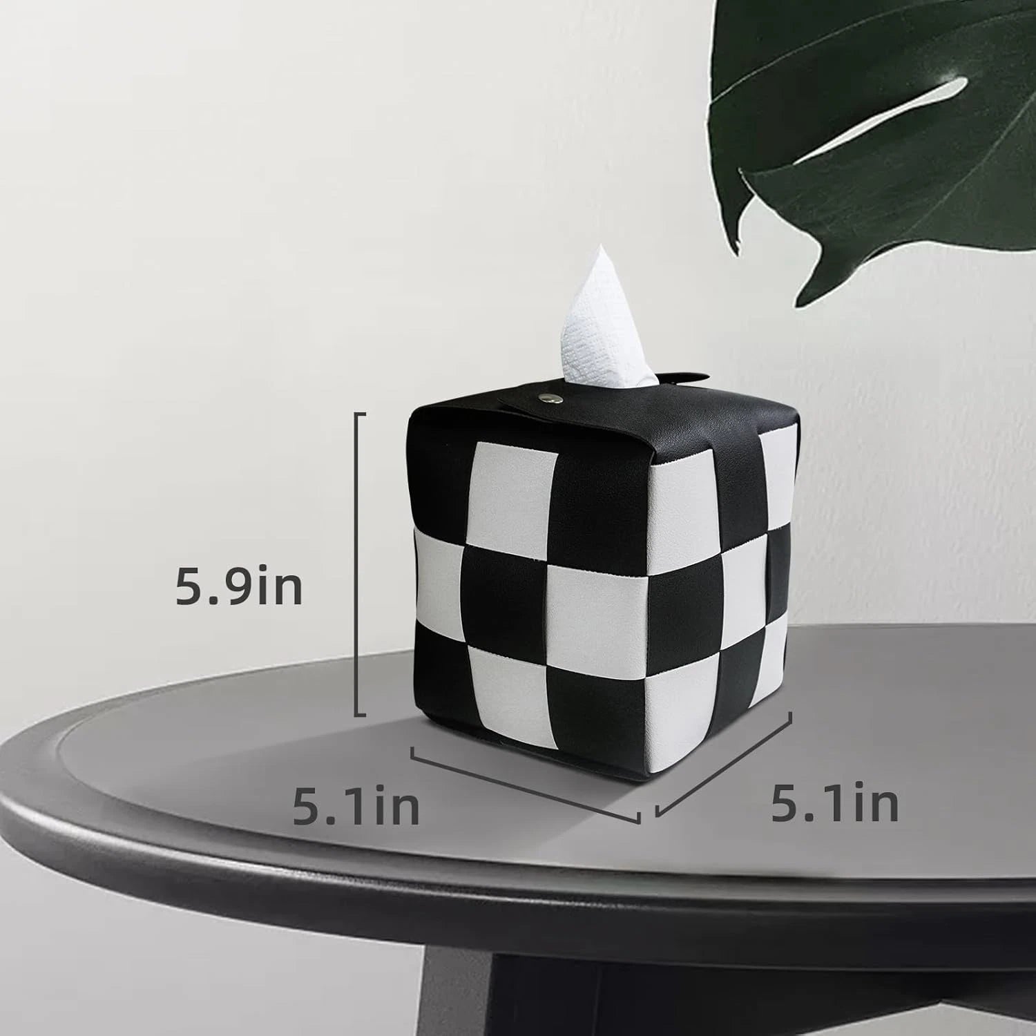 Tissue Box Cover, Square PU Leather Tissue Box Holder with Metal Buckle, Checker | eBay