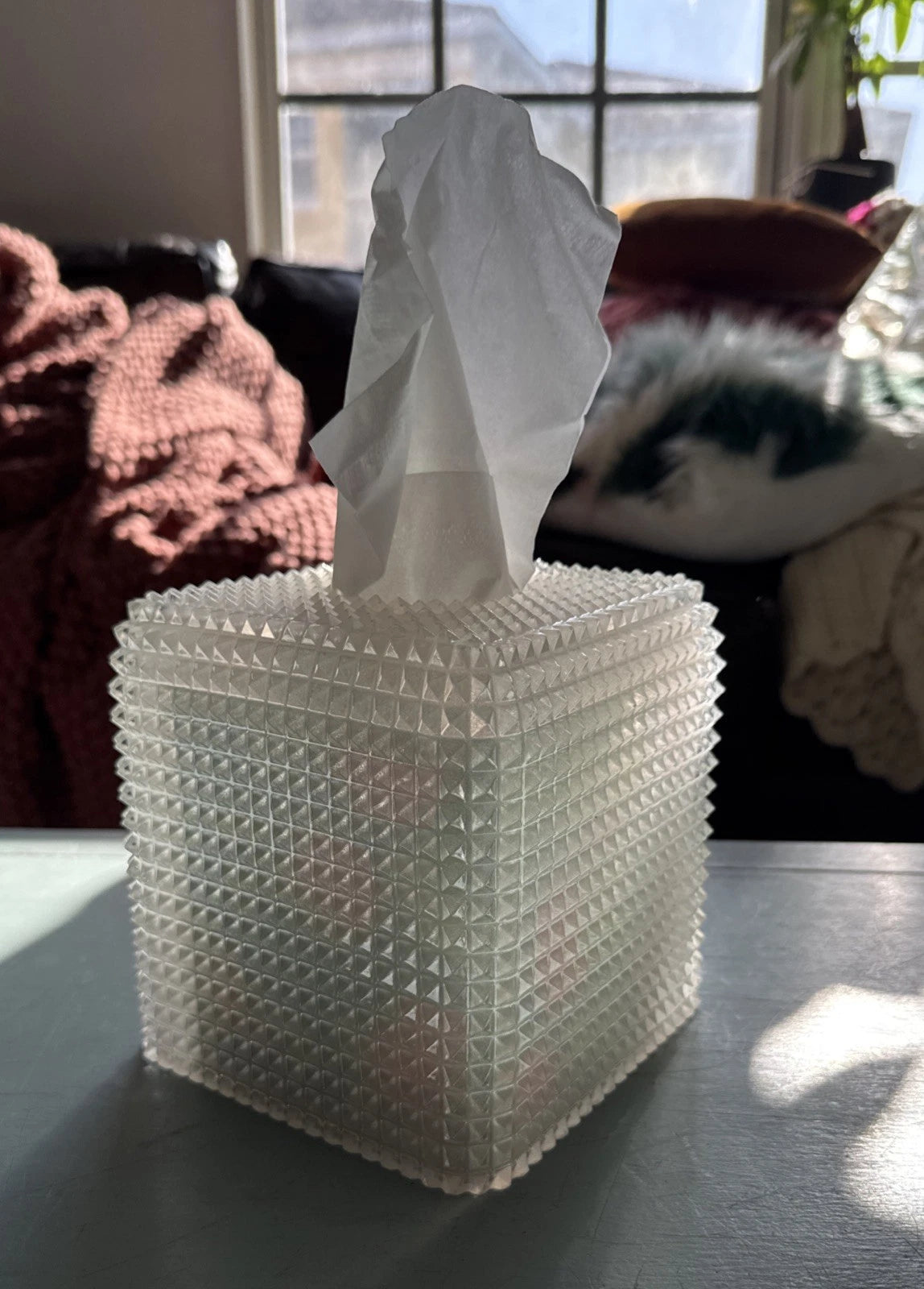 Mike Ally Iridescent Clear/White Quill Diamond Tissue Box Cover Holder | eBay