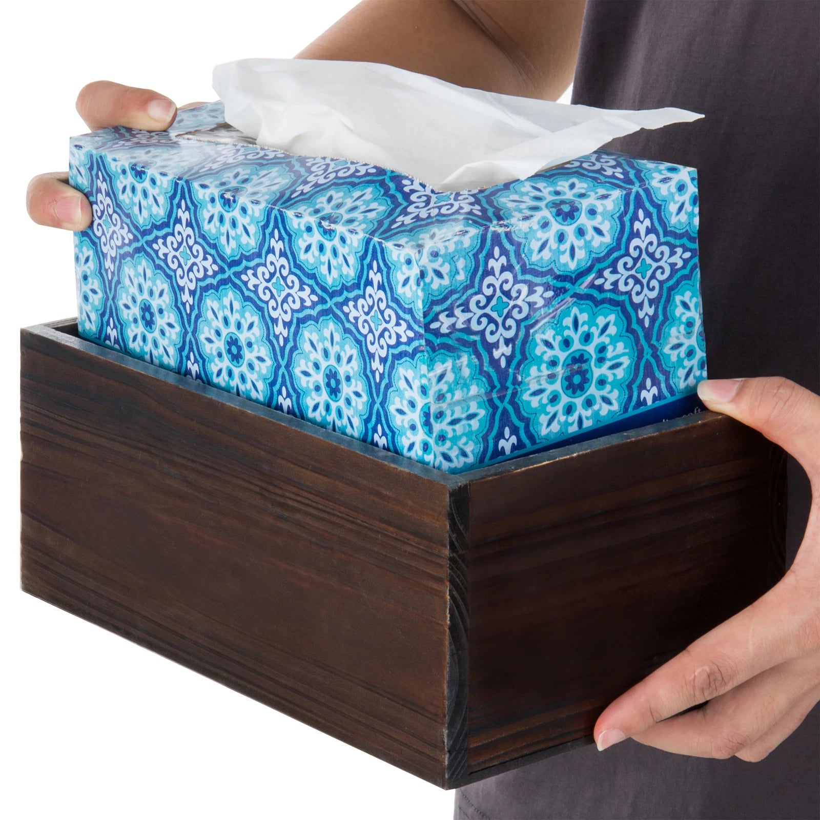 MyGift Rustic Distressed Textured Torched Wood Rectangle Tissue Box Holder Cover | eBay