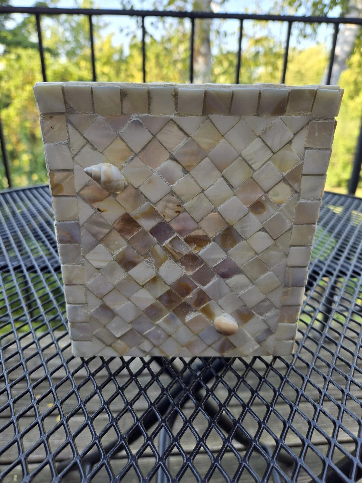 Mosaic Mother of Pearl Inlay Tissue Box Cover Small Seashells Randomly Attached | eBay