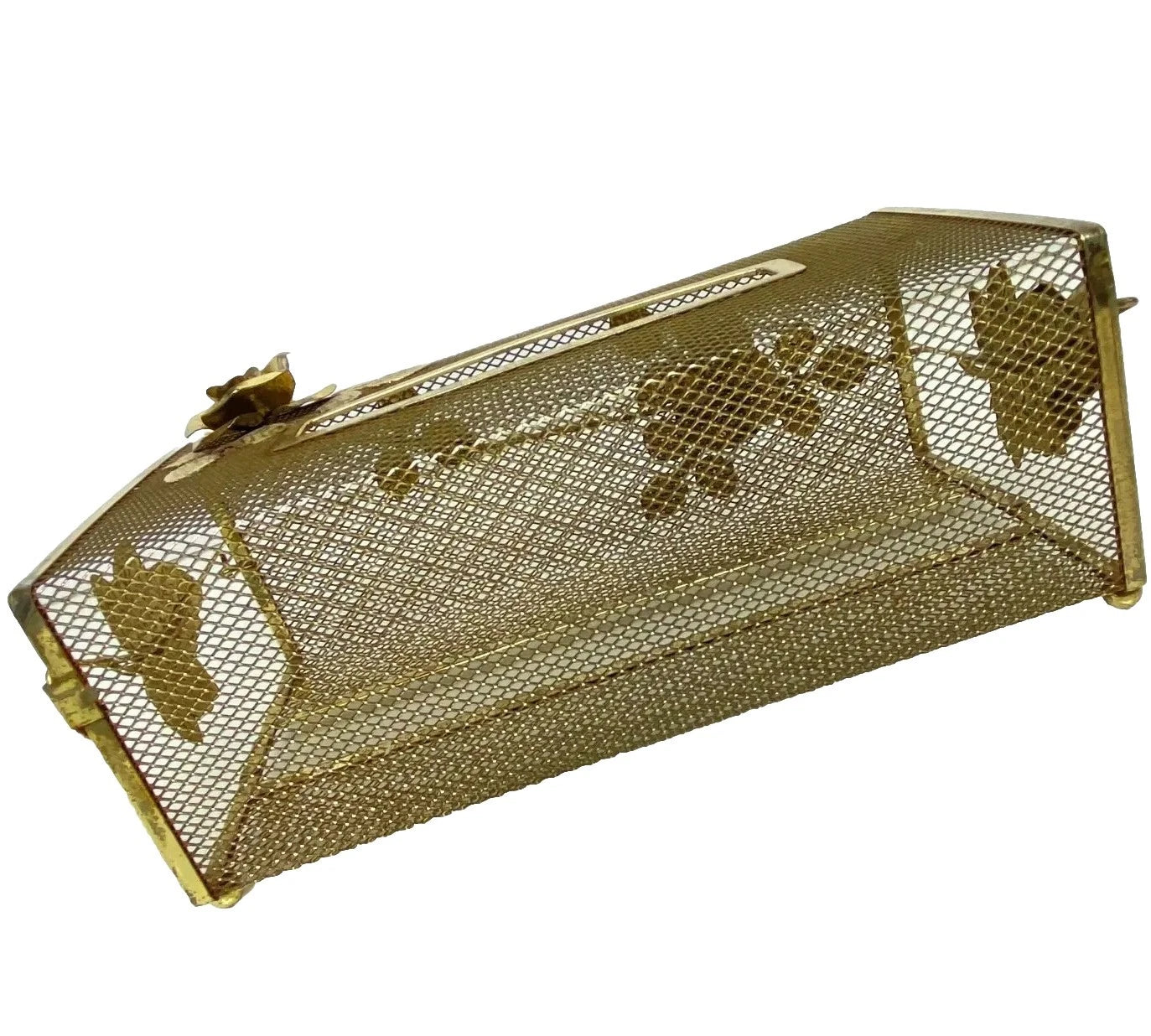 Facial Tissue Box Holder Filigree Floral Rose Wire Vanity Cover MCM Metal Mesh | eBay