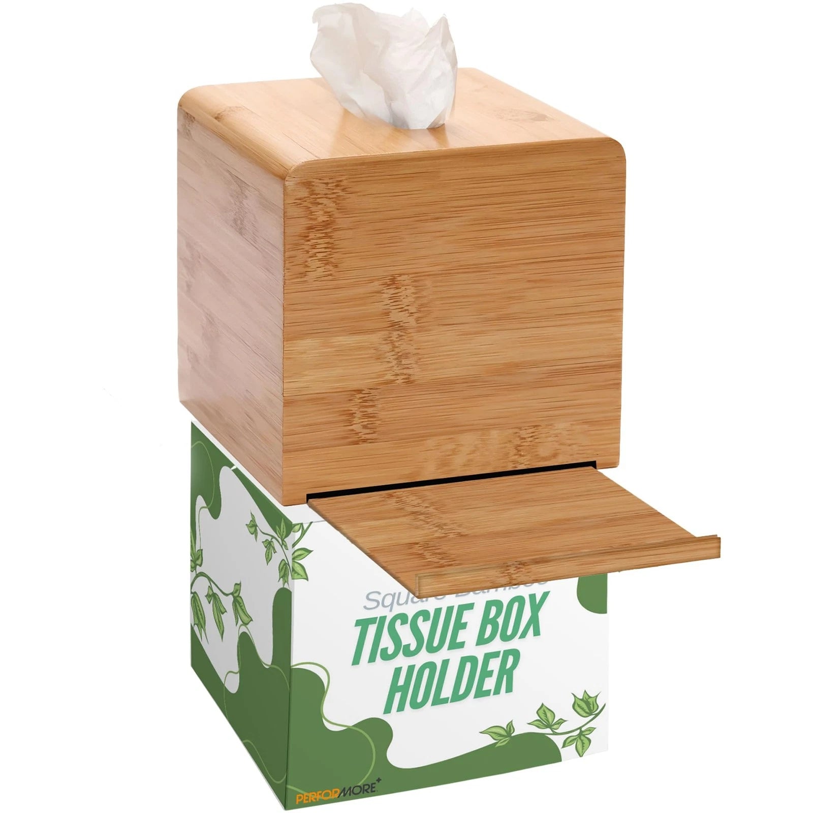 Performore Square Bamboo Tissue Box Cover - Stylish Water-Resistant Wooden Fa... | eBay