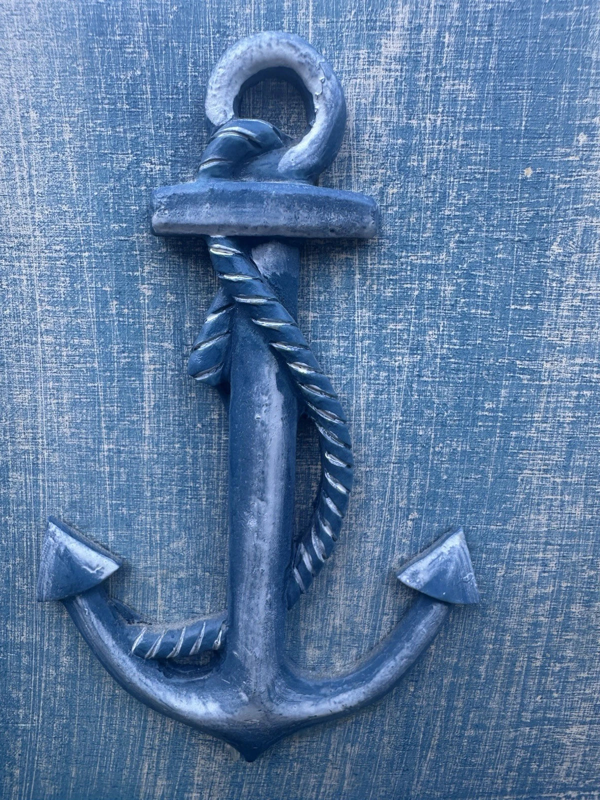 Vintage Blue Wooden Nautical Tissue Cover Box Holder Beach Anchor Oars | eBay