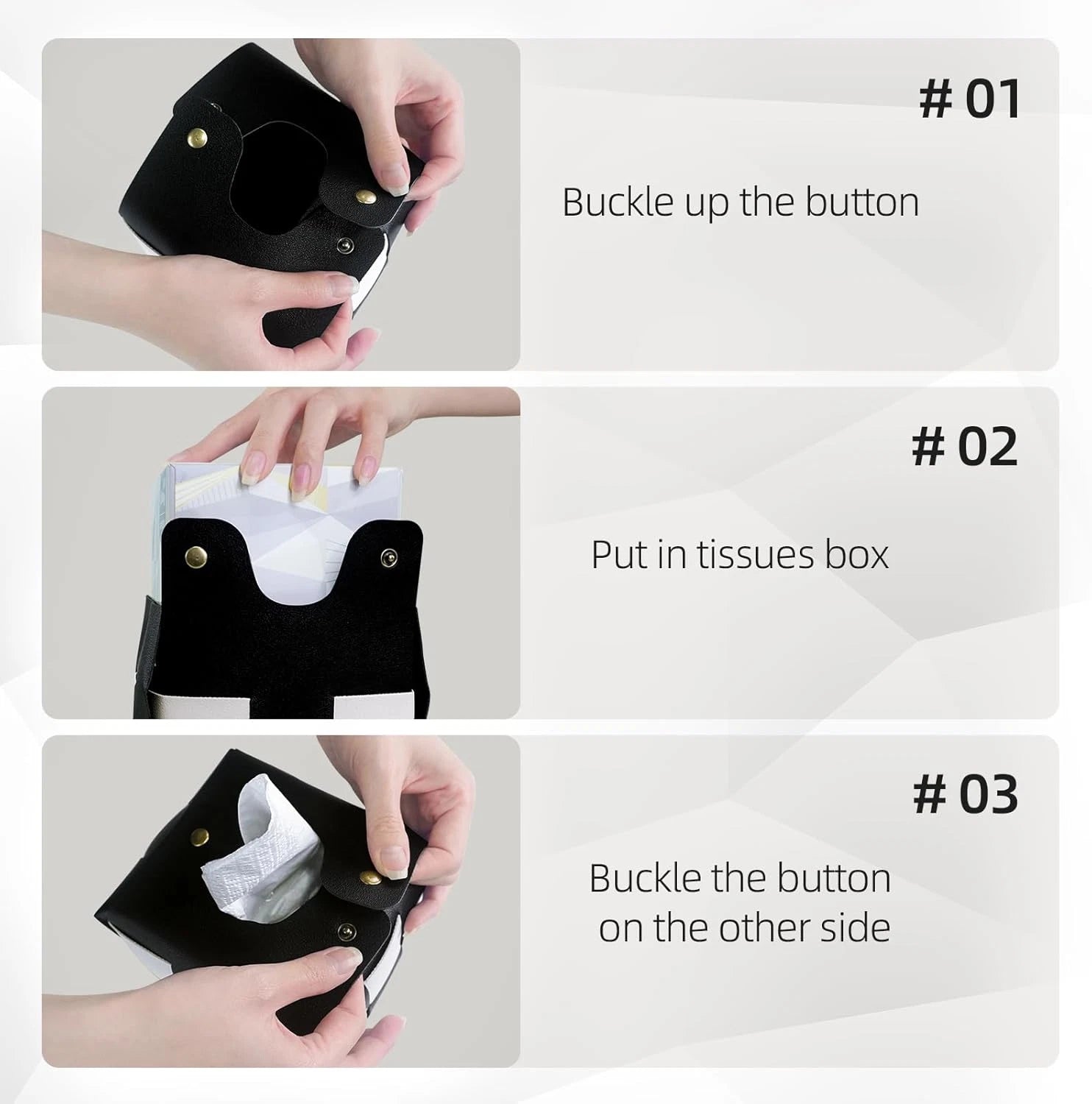 Tissue Box Cover, Square PU Leather Tissue Box Holder with Metal Buckle, Checker | eBay