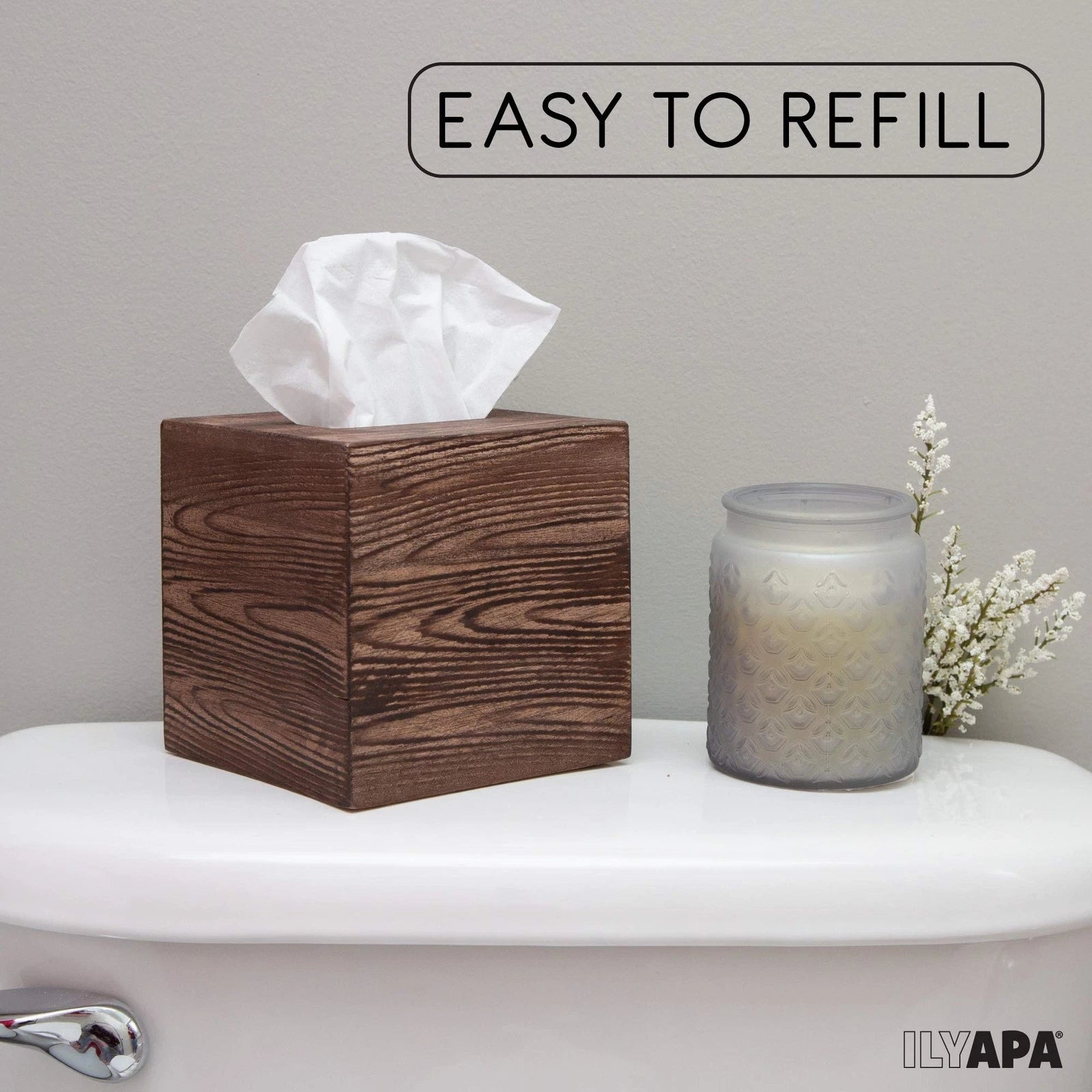 Ilyapa Wood Tissue Box Cover Square - Rustic Farmhouse Wooden Tissue Holder | eBay