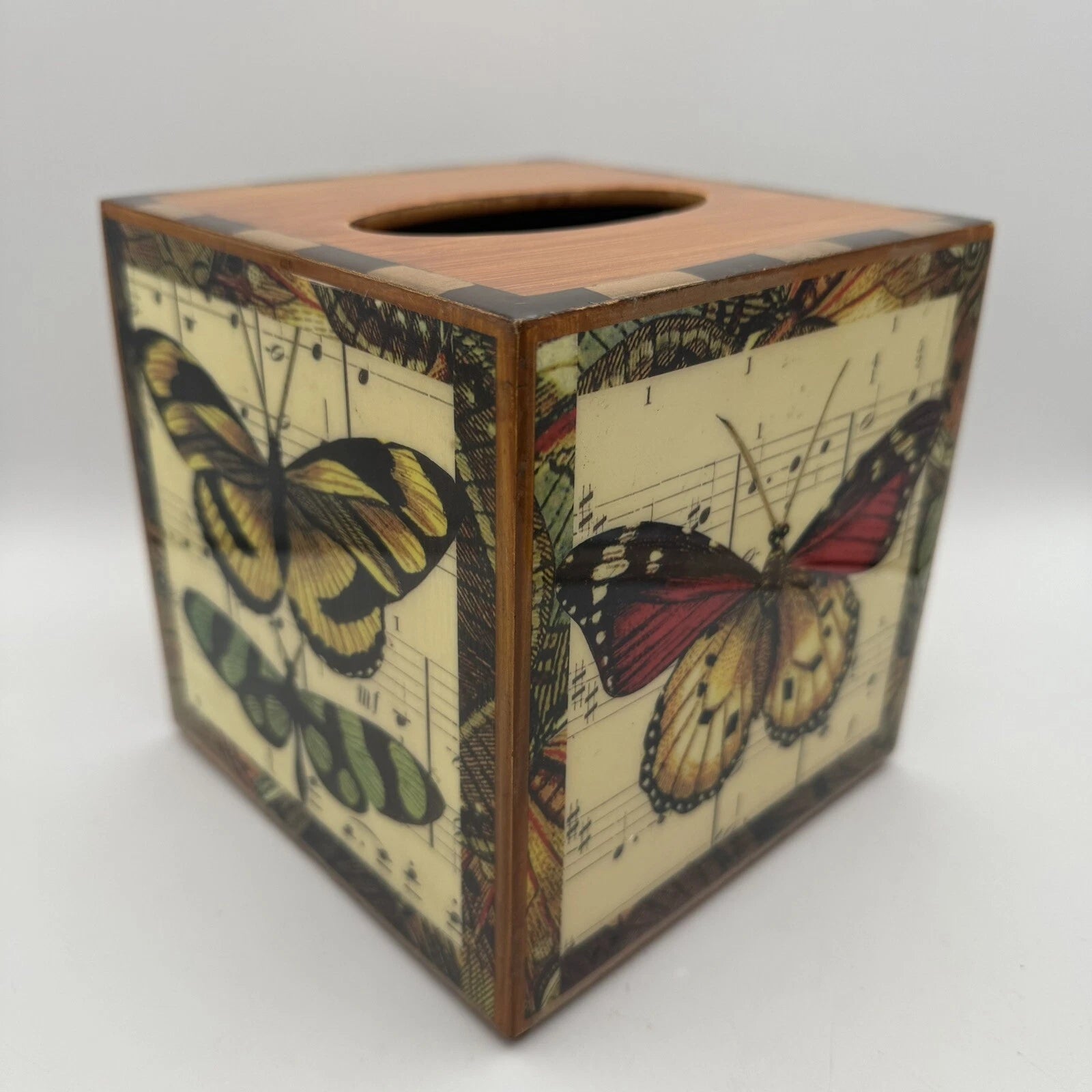 Annie Modica Butterfly Tissue Box Cover Decoupage Technique Hand Painted | eBay