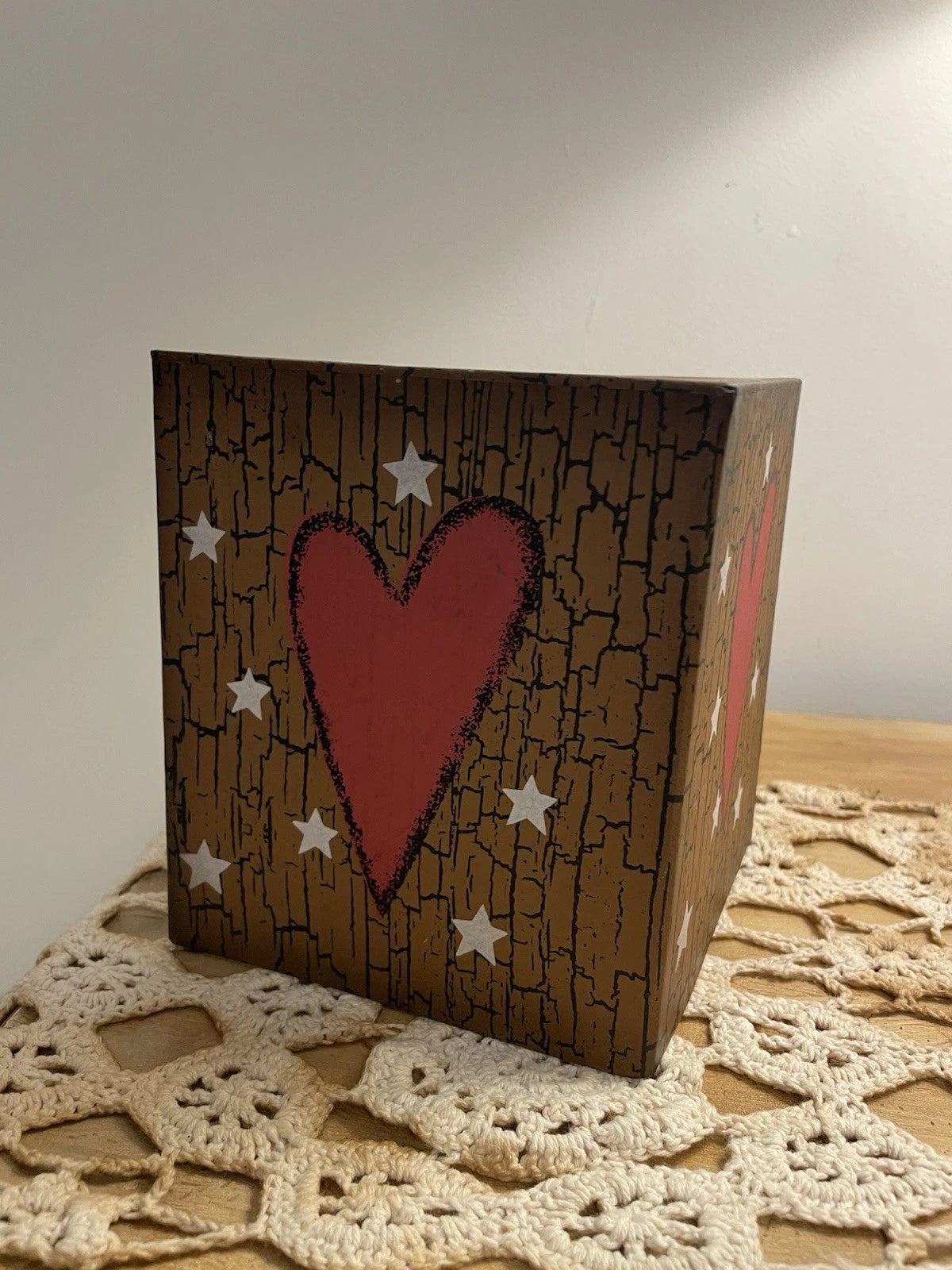 Primitive Country Tissue Box Cover Primitive Hearts Stars Preowned | eBay
