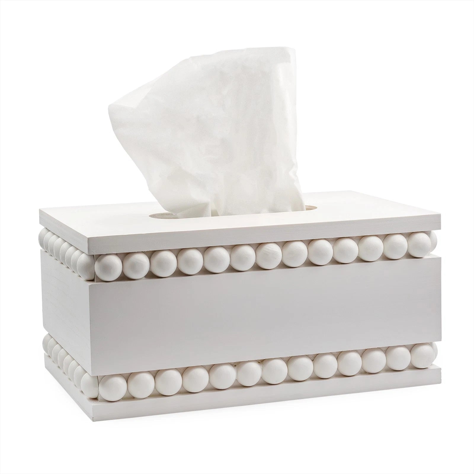 Beaded Tissue Box Cover, Rectangular White; Rustic Farmhouse Wood Tissue Holder | eBay