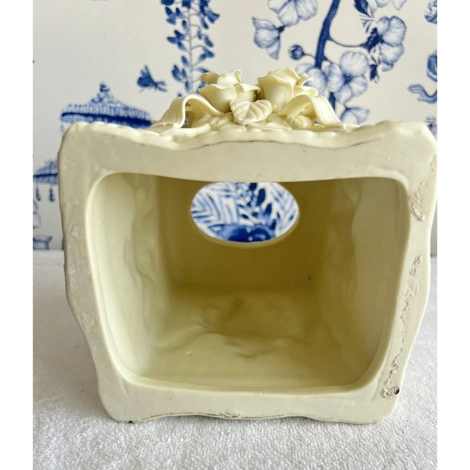 Ceramic Victorian Rose Tissue Box Cover Off-White Elegant 3-D Ivory Flowers 4x5 | eBay