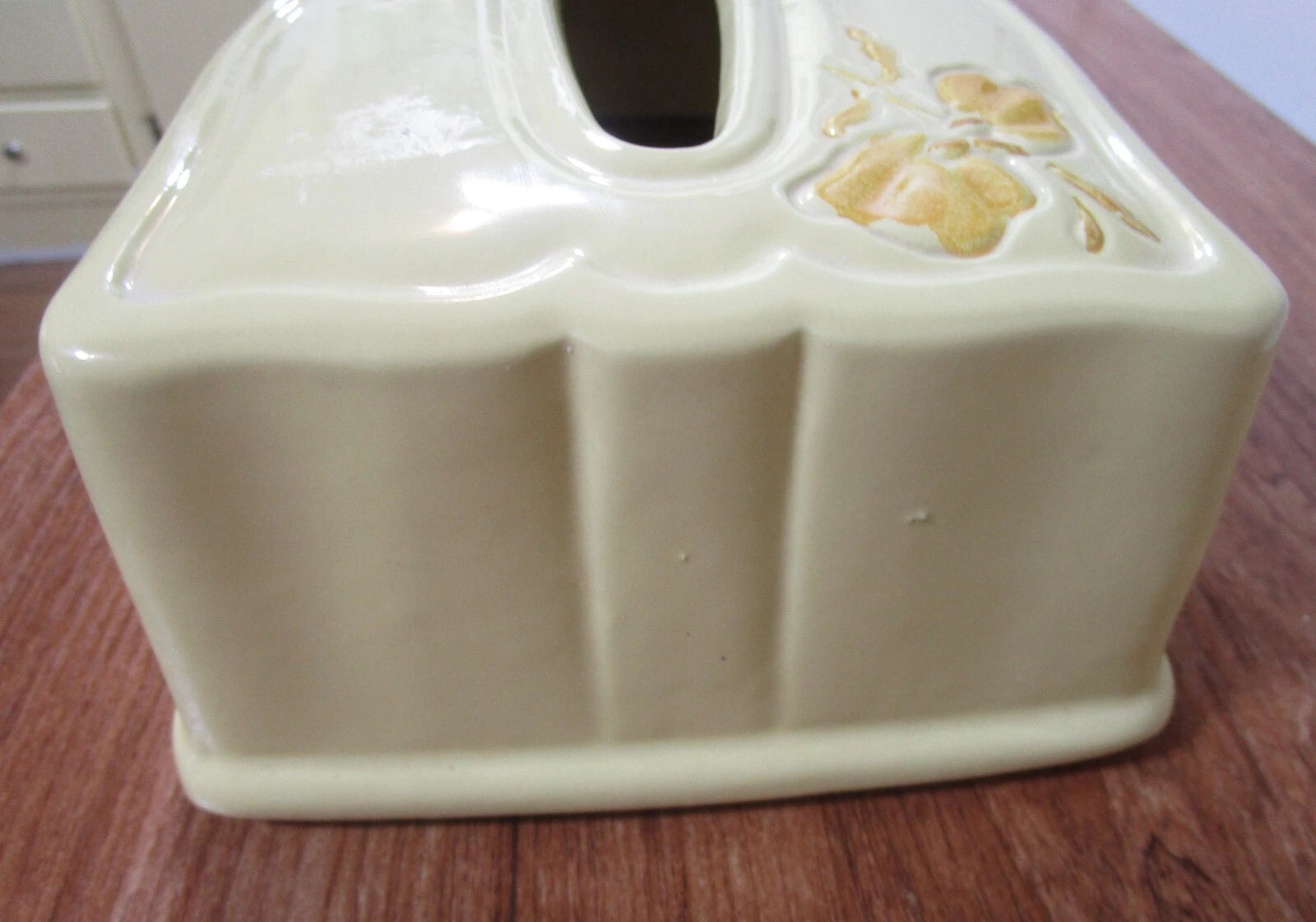 Ceramic Rectangular Tissue Box Cover by Haeger Yellow w/Darker Yellow Leaves | eBay