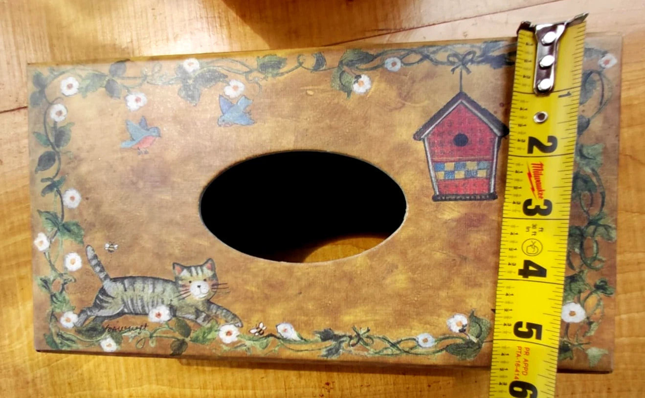 Primitive Tissue Box Bob’s Boxes All Creatures Cat Birdhouse Bunny Floral VTG | eBay