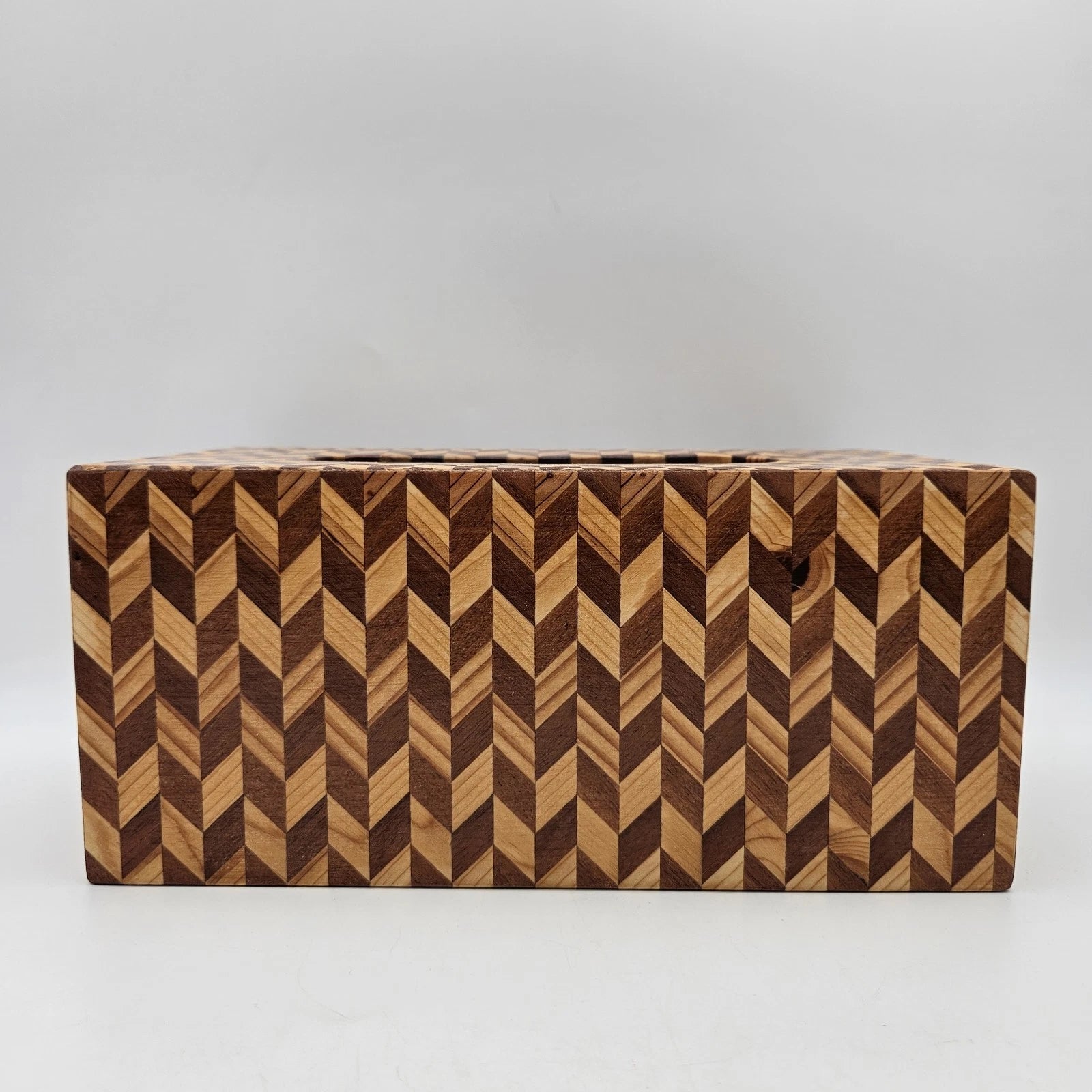 Marquetry Wood Inlay Rectangle Tissue Box Cover Cheveron Zigzag Pattern 2 Tone | eBay