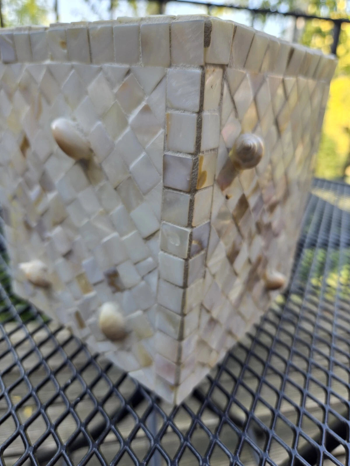 Mosaic Mother of Pearl Inlay Tissue Box Cover Small Seashells Randomly Attached | eBay