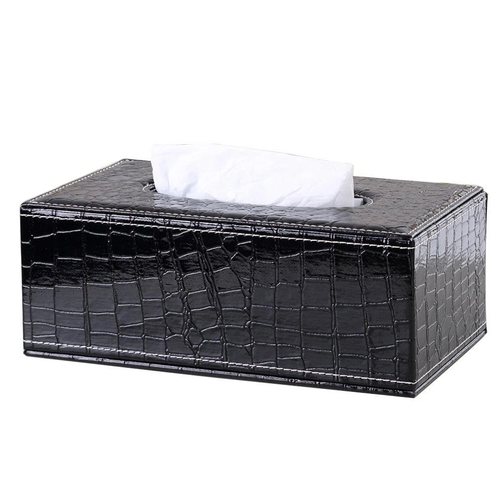 PU Leather Tissue Box Cover Holder for 3.1" Tall Tissue Boxes (Black Crocodile) | eBay