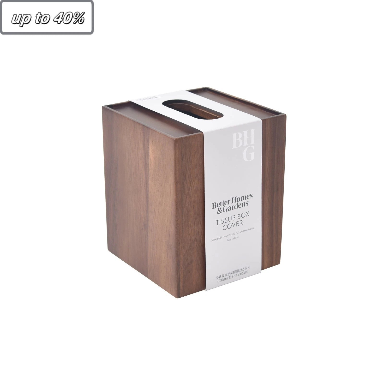 Better Homes & Gardens Acacia Wood Tissue Box Cover | eBay