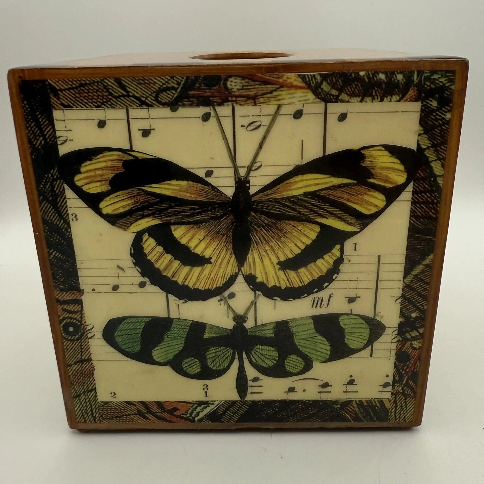 Annie Modica Butterfly Tissue Box Cover Decoupage Technique Hand Painted | eBay