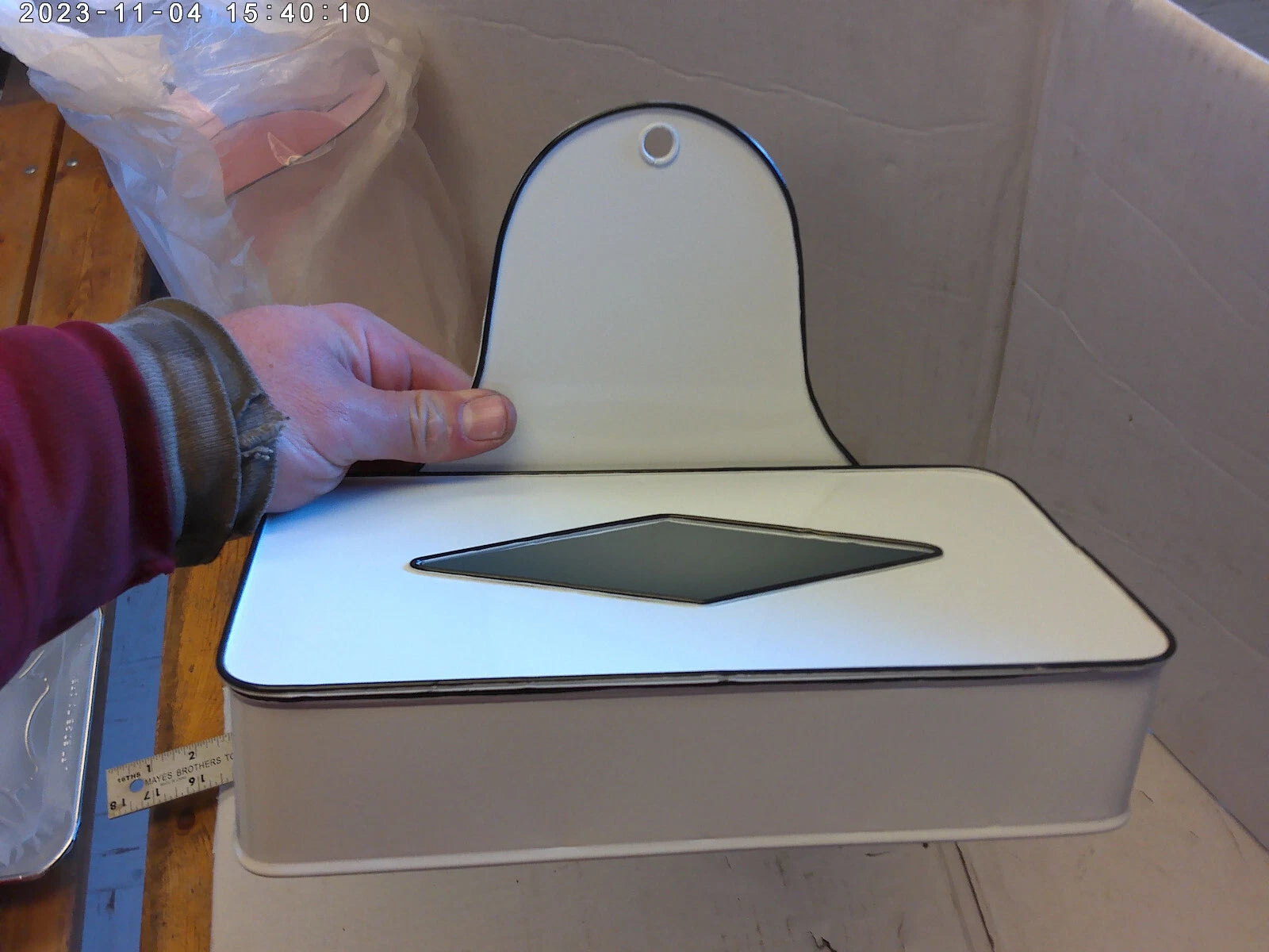 Decorative enamelware tissue box /holder (White) | eBay