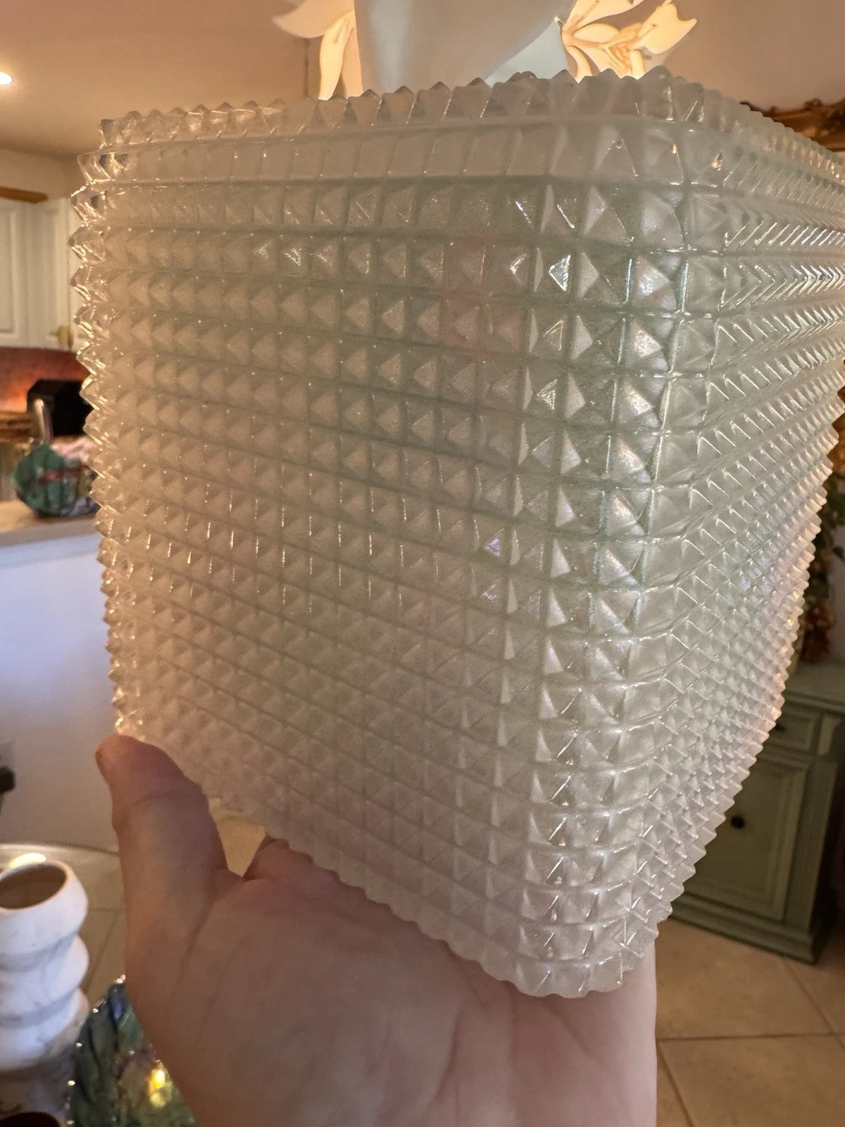 Mike Ally Iridescent Clear/White Quill Diamond Tissue Box Cover Holder | eBay