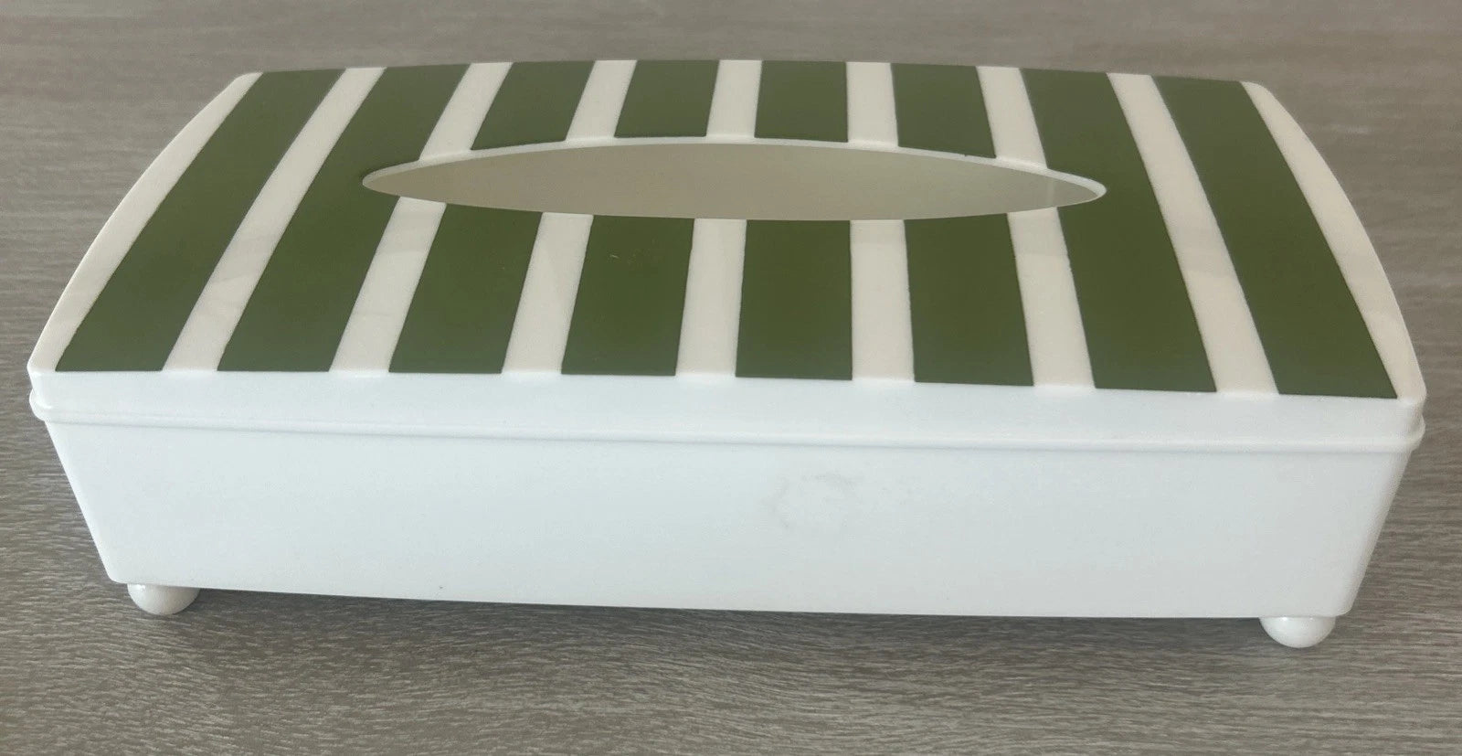 Beautiful Vintage Mitchell Gould MCM Green Striped Tissue Box Rare | eBay