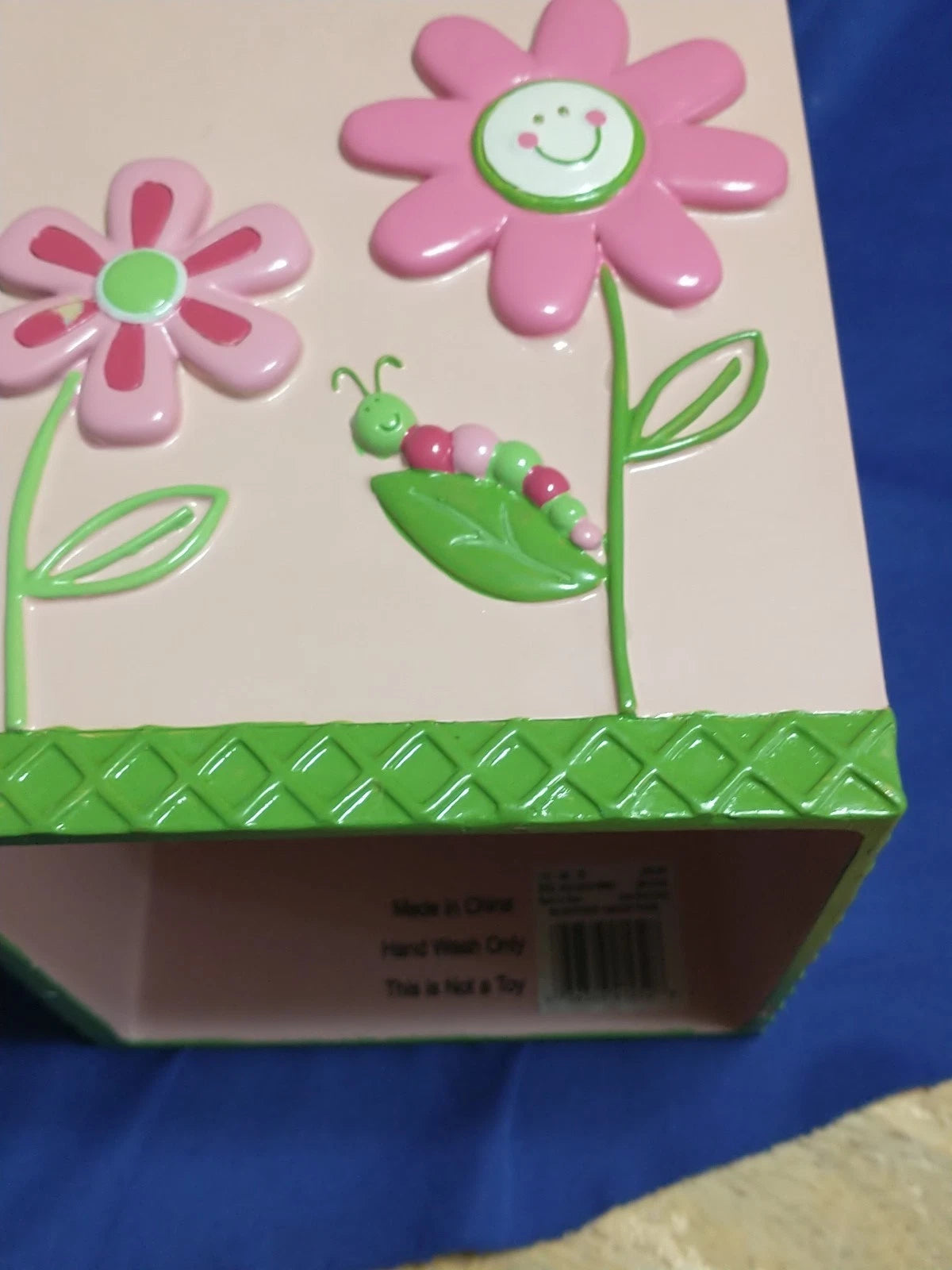 KH BUTTERFLY GARDEN TISSUE BOX COVER PINK FLOWERS CATERPILLAR LADY BUG RESIN | eBay