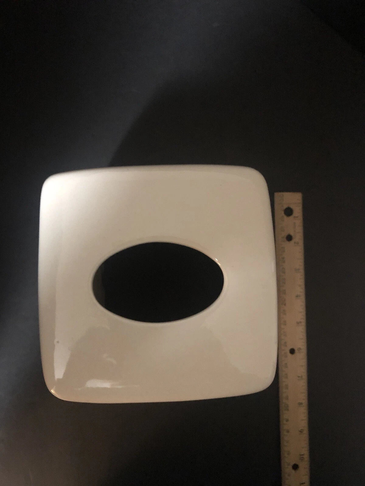 Ceramic Square Tissue Box Cover Cream W/Bronze border on bottom | eBay