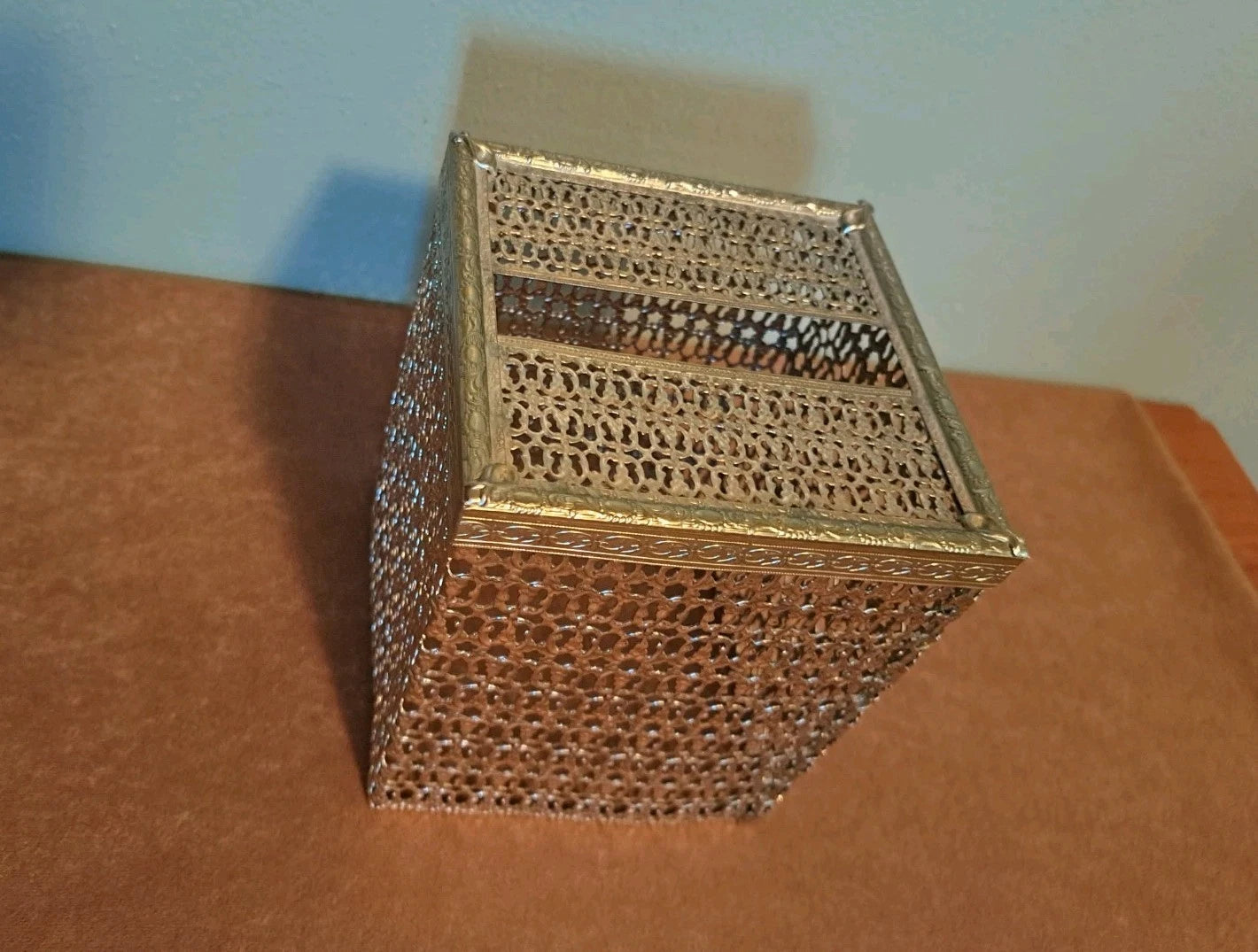 MCM Gold Filagree Tissue Box Cover Square Metal | eBay