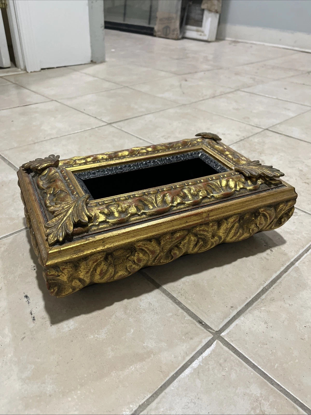 Gold Wooden Ornate Tissue Box Cover | eBay