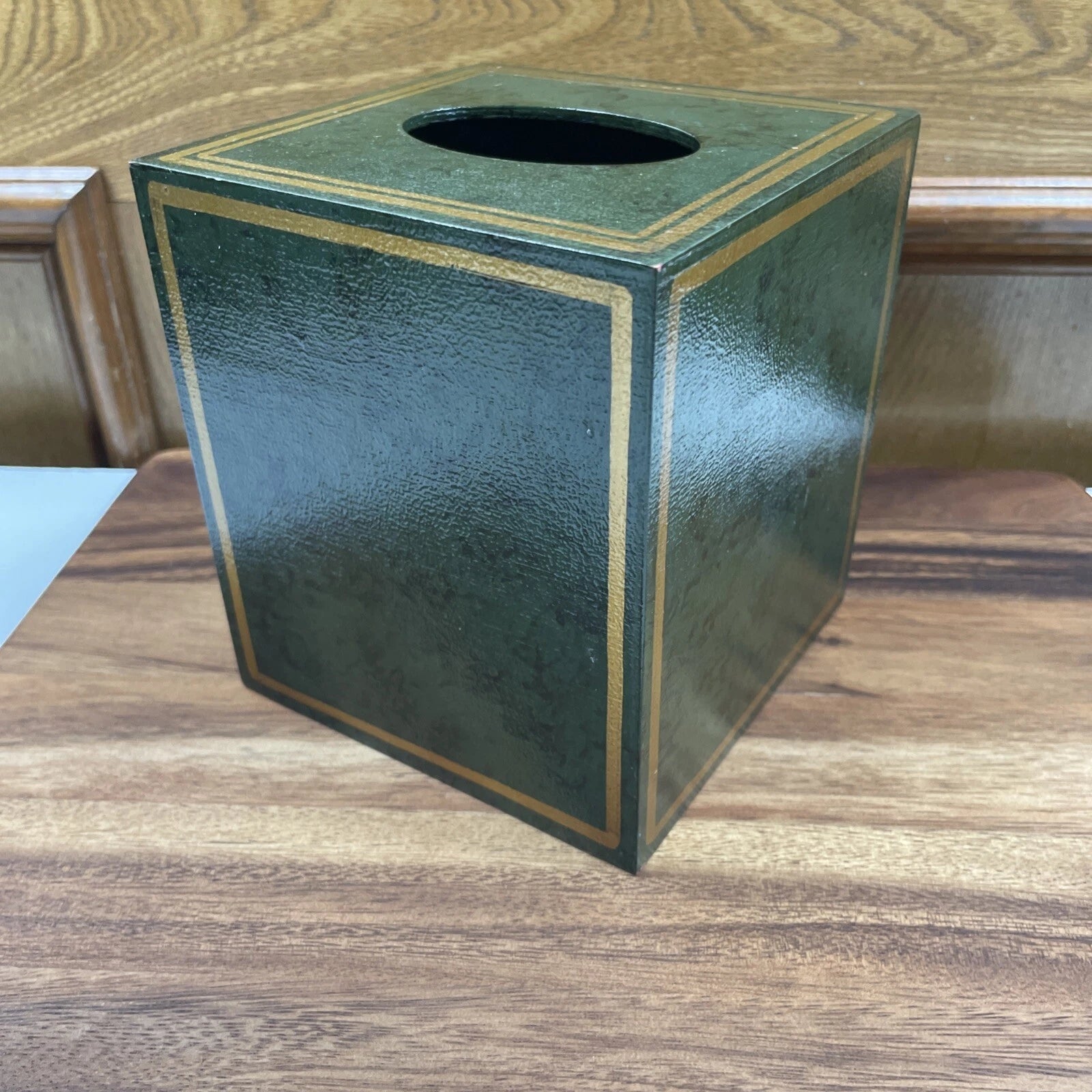 Hippo African Safari Antique Painted Print Animal Wood Green Tissue Box Cover | eBay