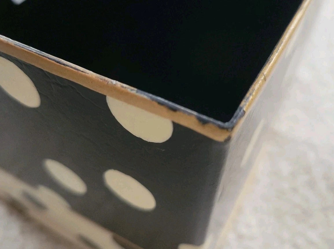 Mackenzie Childs Tissue Box Cover Dotty Polka Dot Boutique Black Cream Square | eBay