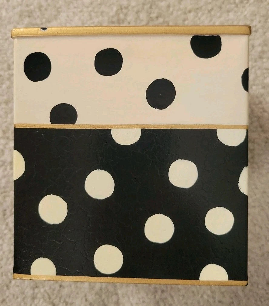 Mackenzie Childs Tissue Box Cover Dotty Polka Dot Boutique Black Cream Square | eBay