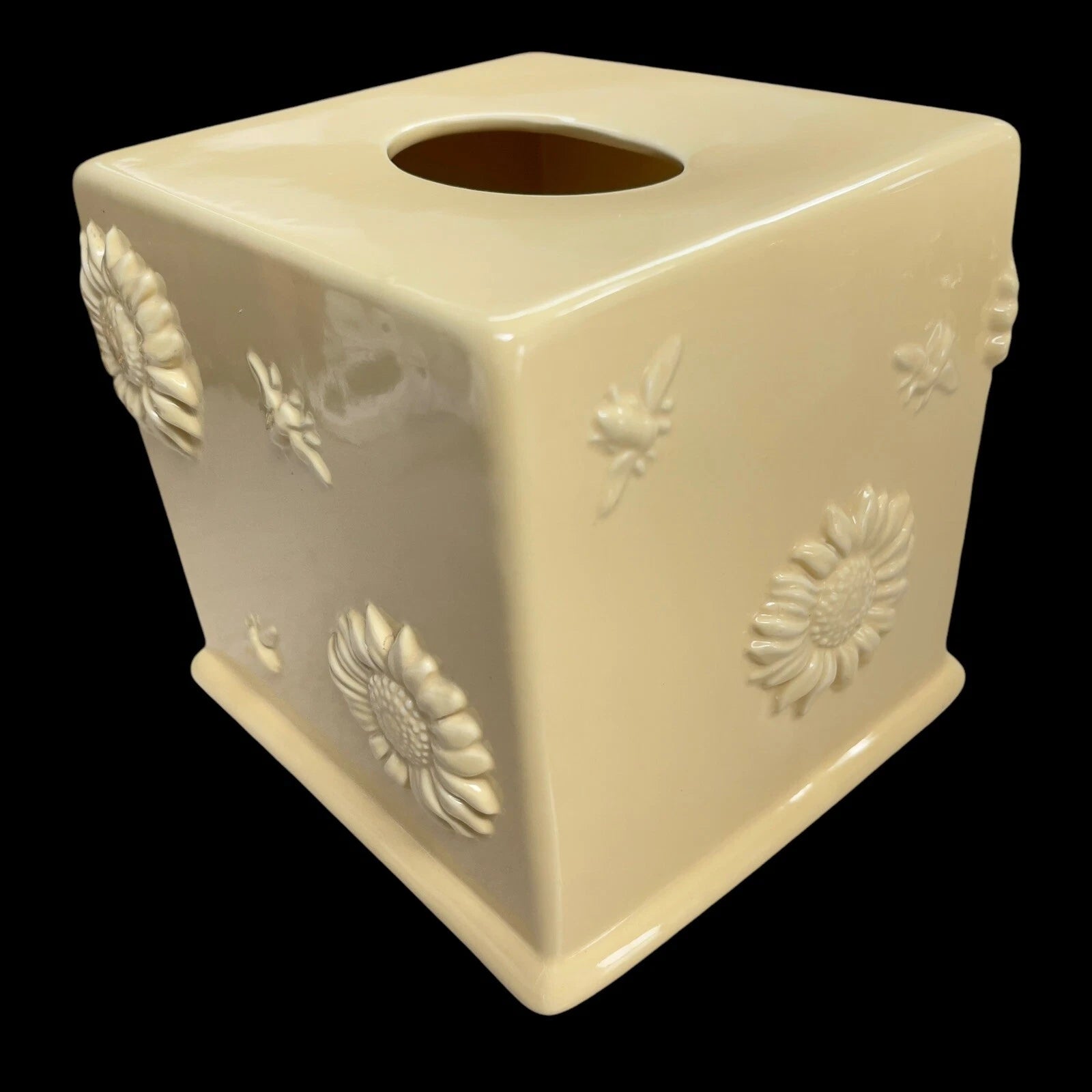 TISSUE BOX COVER Yellow Square TISSUE BOX HOLDER Flowers Bees | eBay