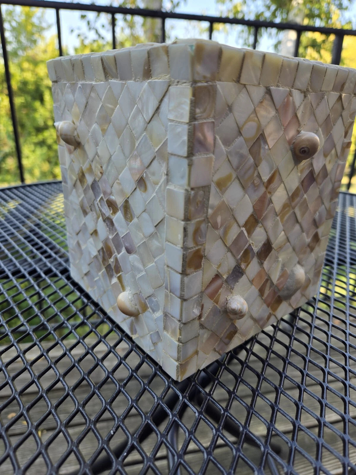 Mosaic Mother of Pearl Inlay Tissue Box Cover Small Seashells Randomly Attached | eBay