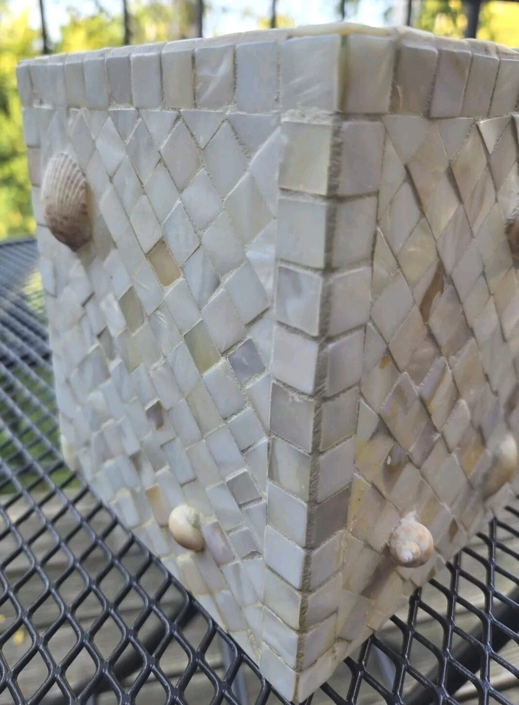 Mosaic Mother of Pearl Inlay Tissue Box Cover Small Seashells Randomly Attached | eBay