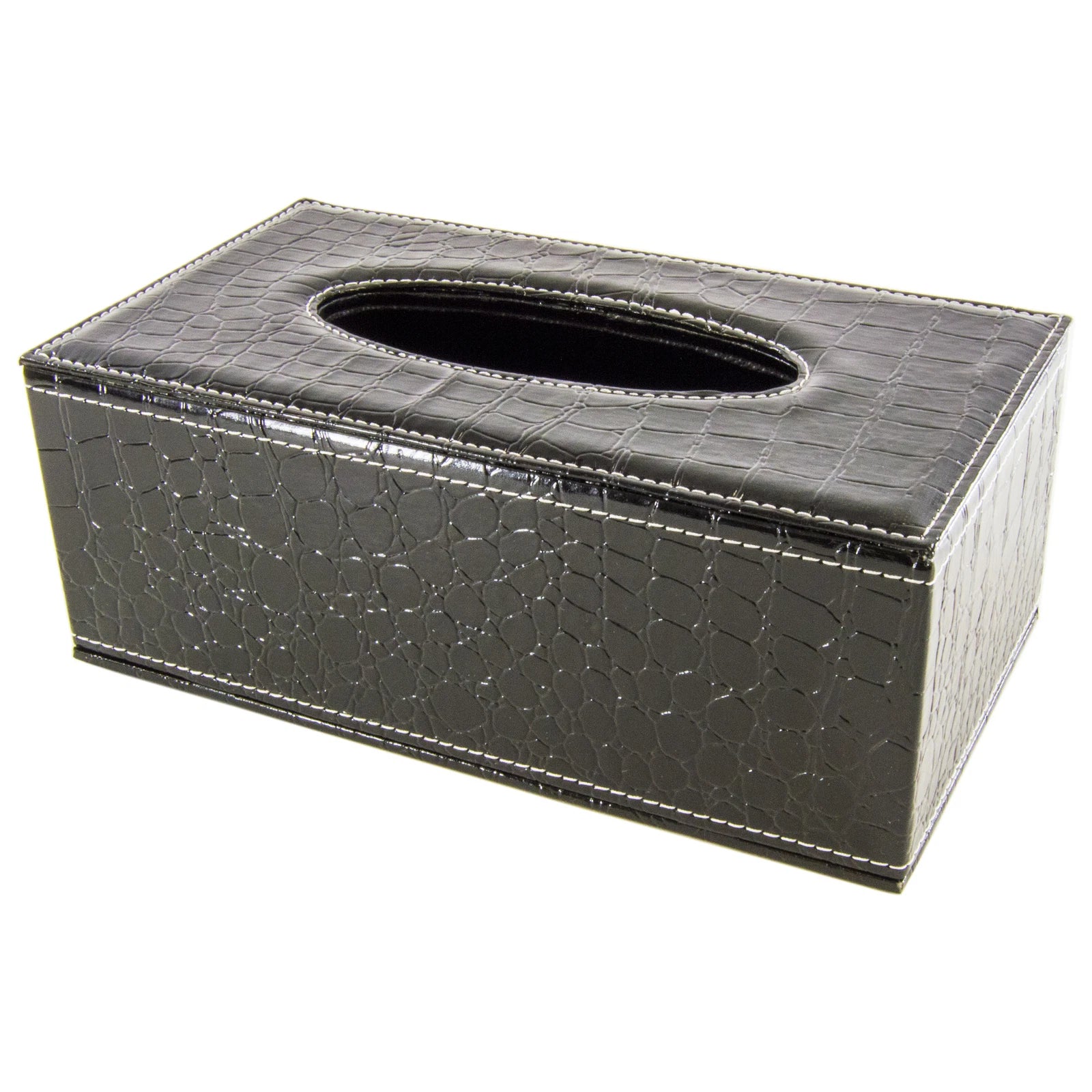 PU Leather Tissue Box Cover Holder for 3.1" Tall Tissue Boxes (Black Crocodile) | eBay