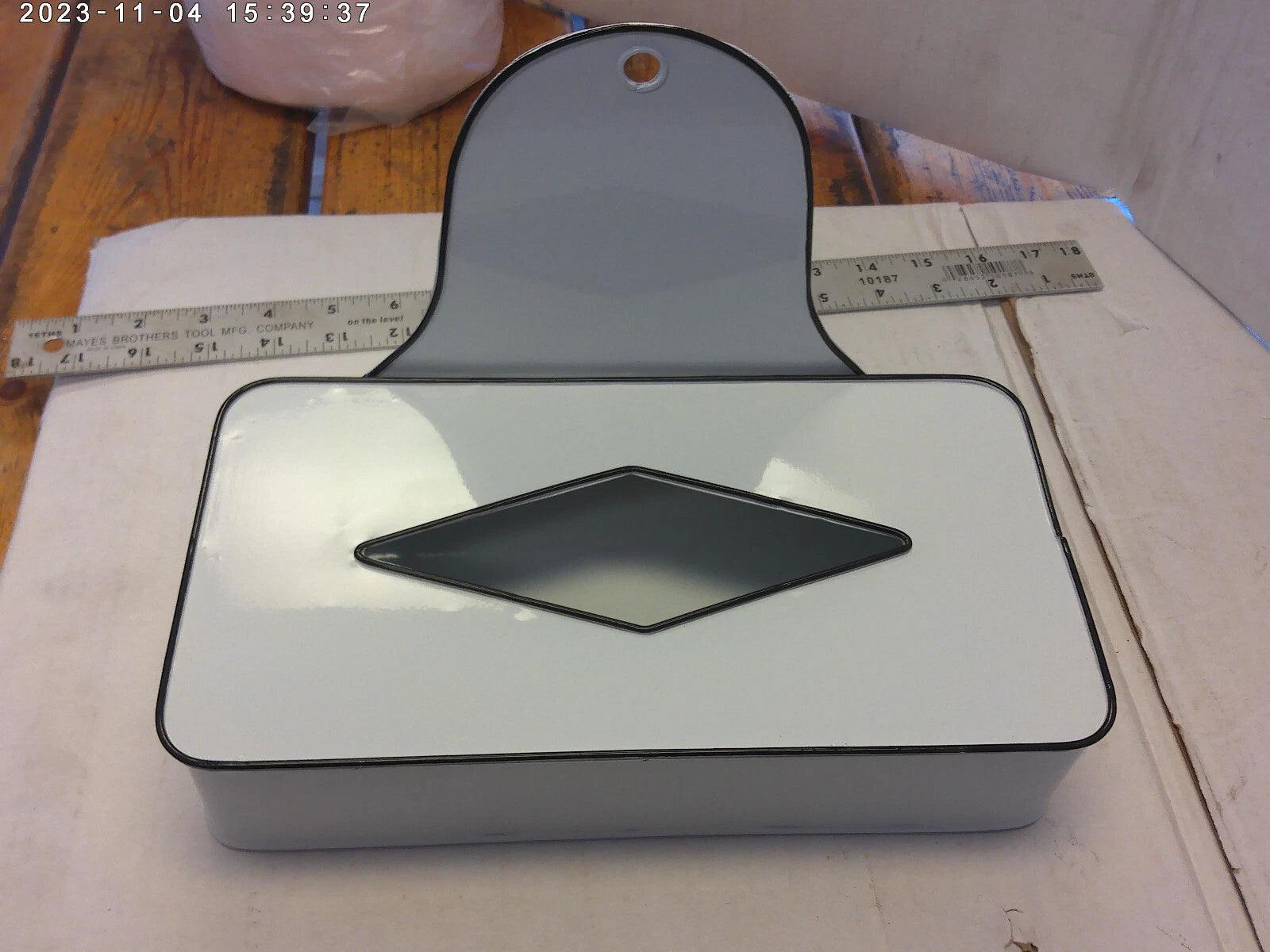 Decorative enamelware tissue box /holder (White) | eBay