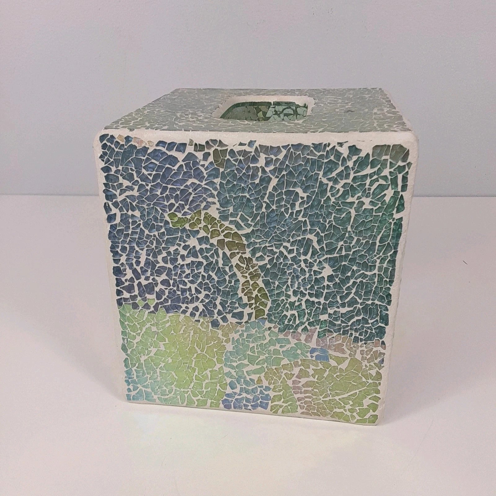 Crackle Mosaic Glass Tissue Box Cover Aqua White Pink Purple Square | eBay