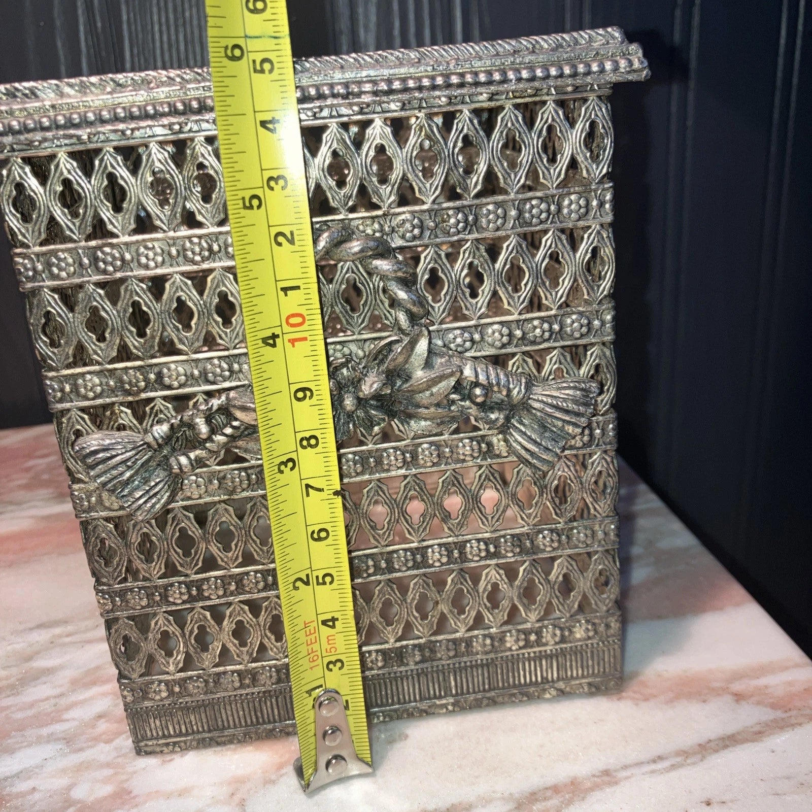Metal Filigree Tissue Box Holder Hollywood Regency Bronze Silver Vintage | eBay