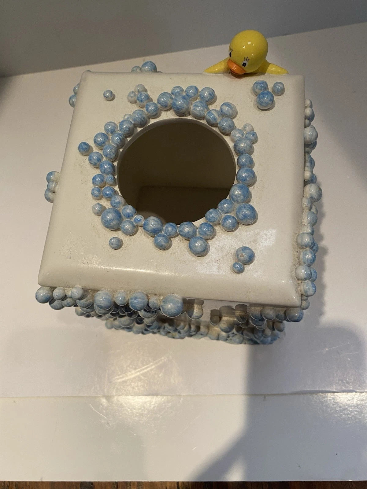 Bubbles Tissue Box Holder Bathroom Duckies Vintage Blue White | eBay