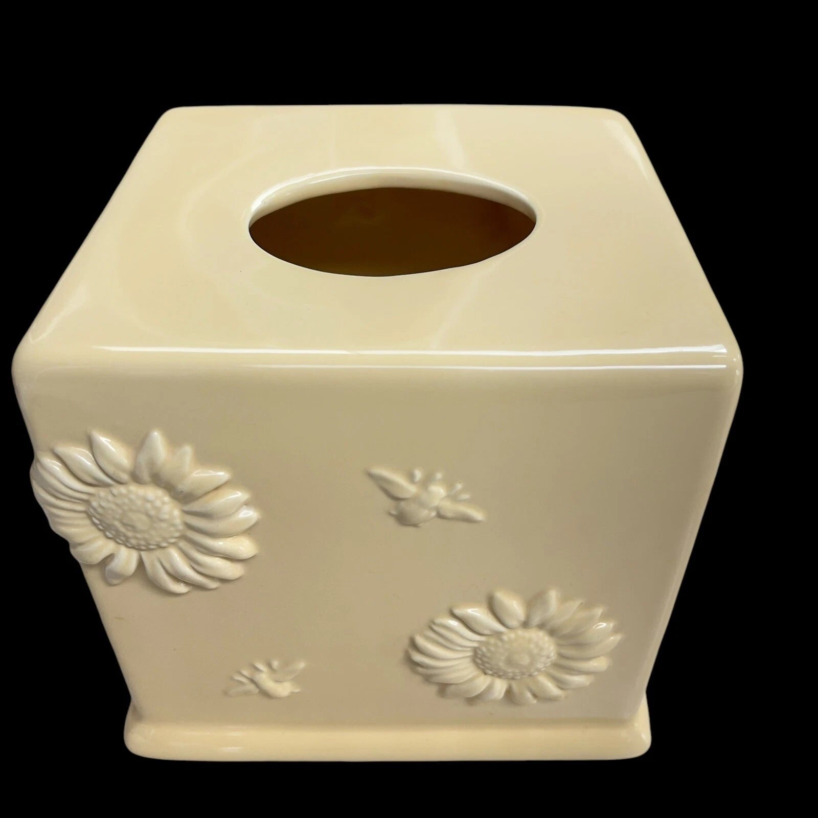 TISSUE BOX COVER Yellow Square TISSUE BOX HOLDER Flowers Bees | eBay