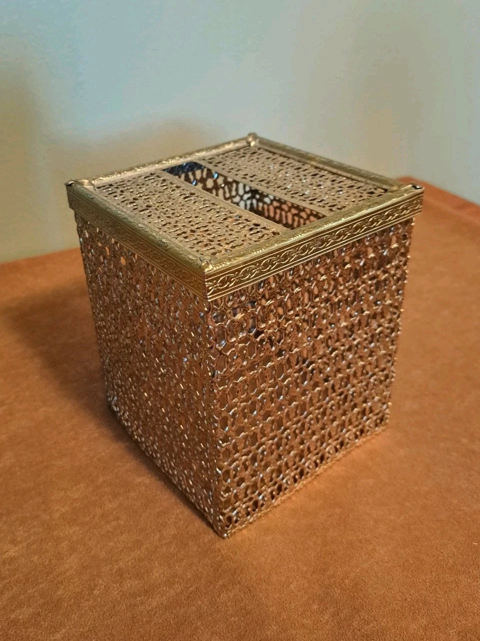 MCM Gold Filagree Tissue Box Cover Square Metal | eBay
