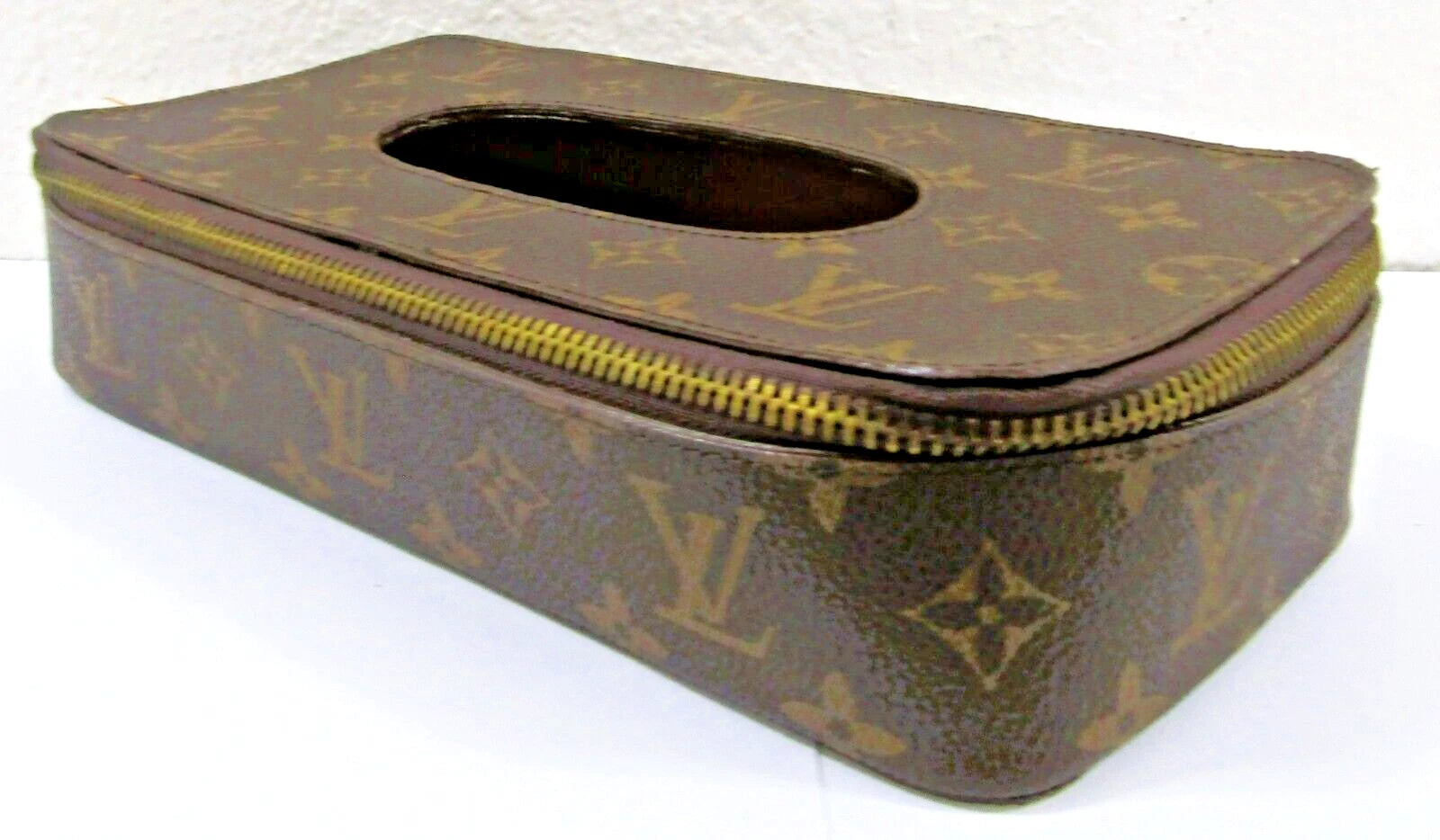 Louis Vuitton Monogram Leather Zippered Tissue Holder Box | eBay