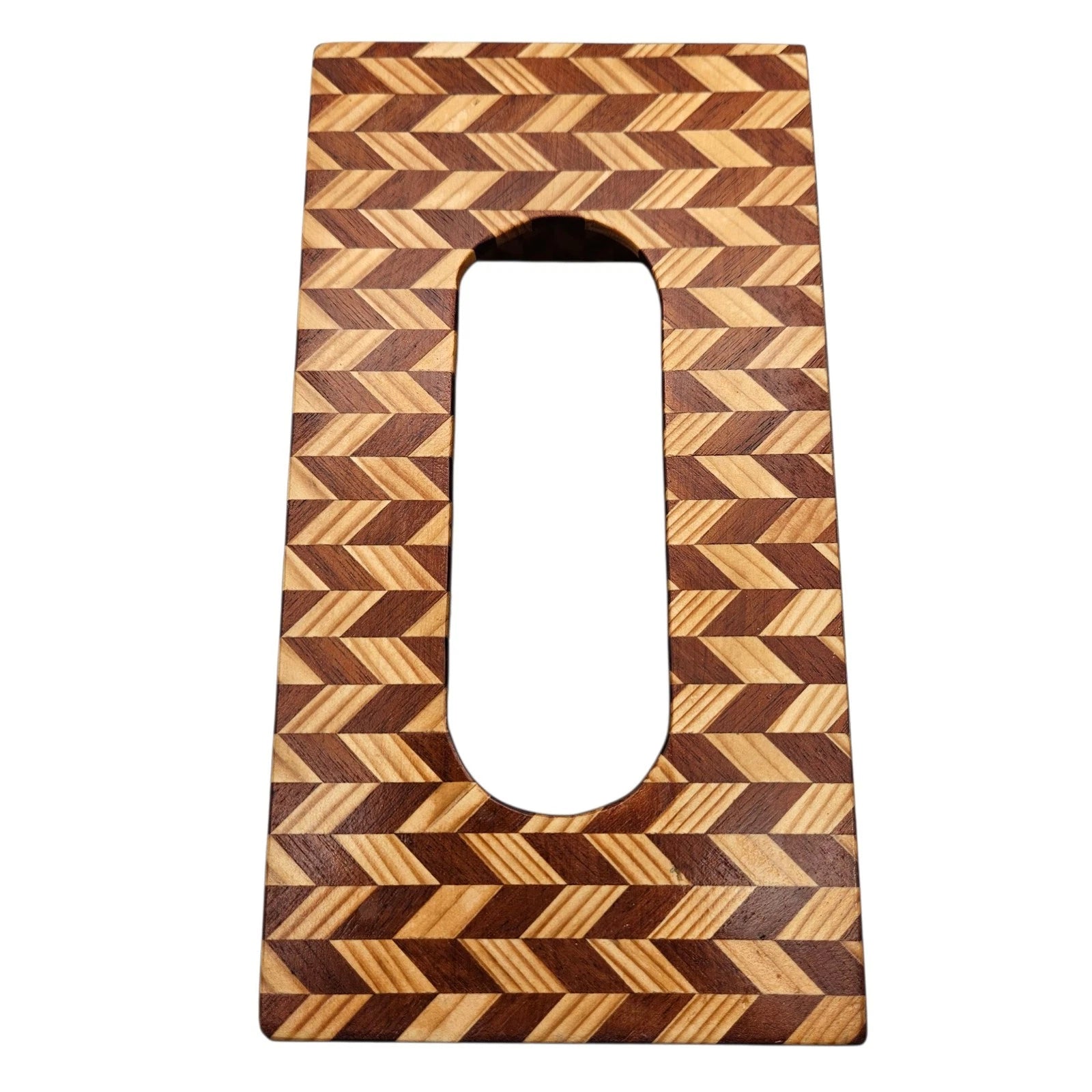 Marquetry Wood Inlay Rectangle Tissue Box Cover Cheveron Zigzag Pattern 2 Tone | eBay