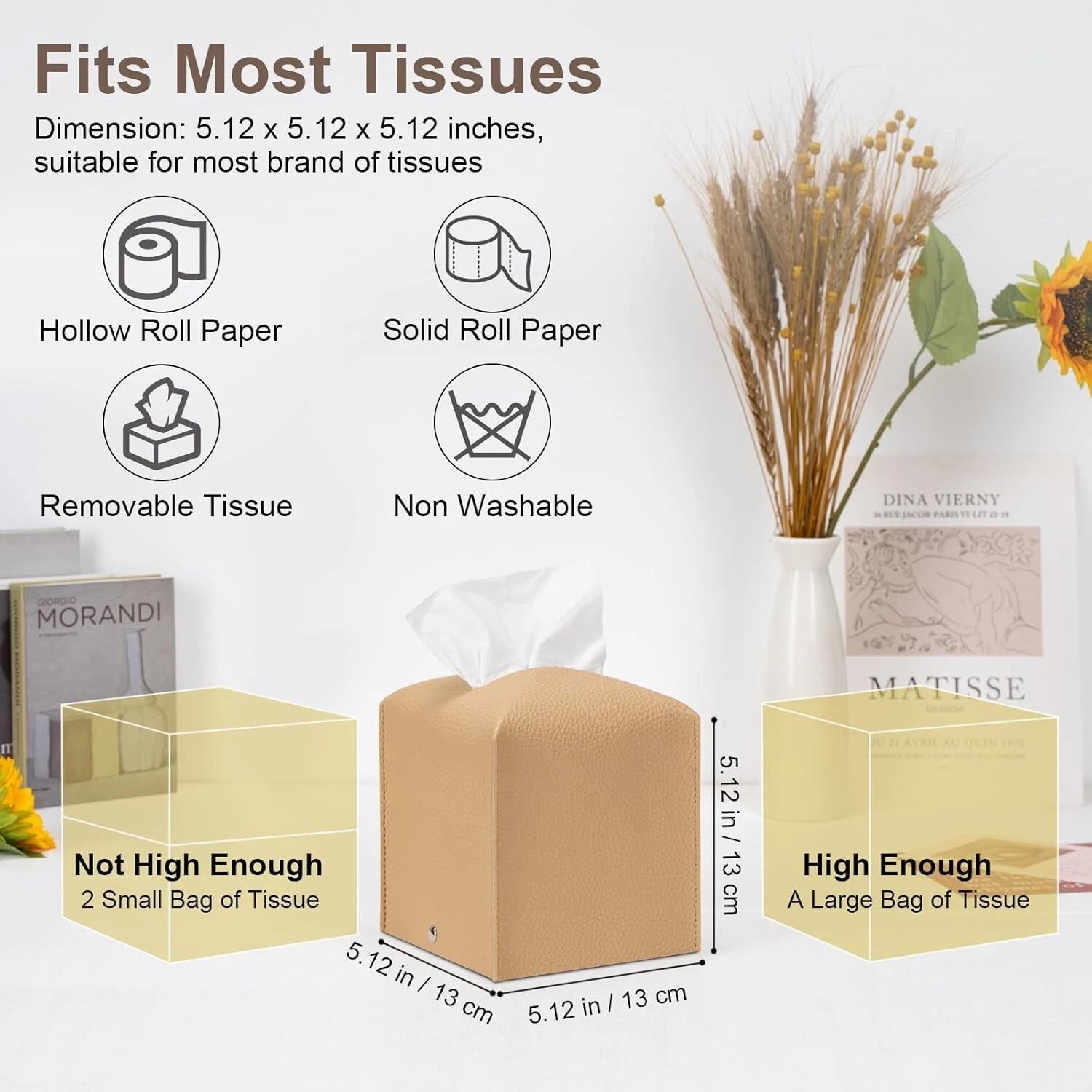 2 Pcs Square Cream Tissue Box Cover PU Leather Decorative Tissue Organizer | eBay