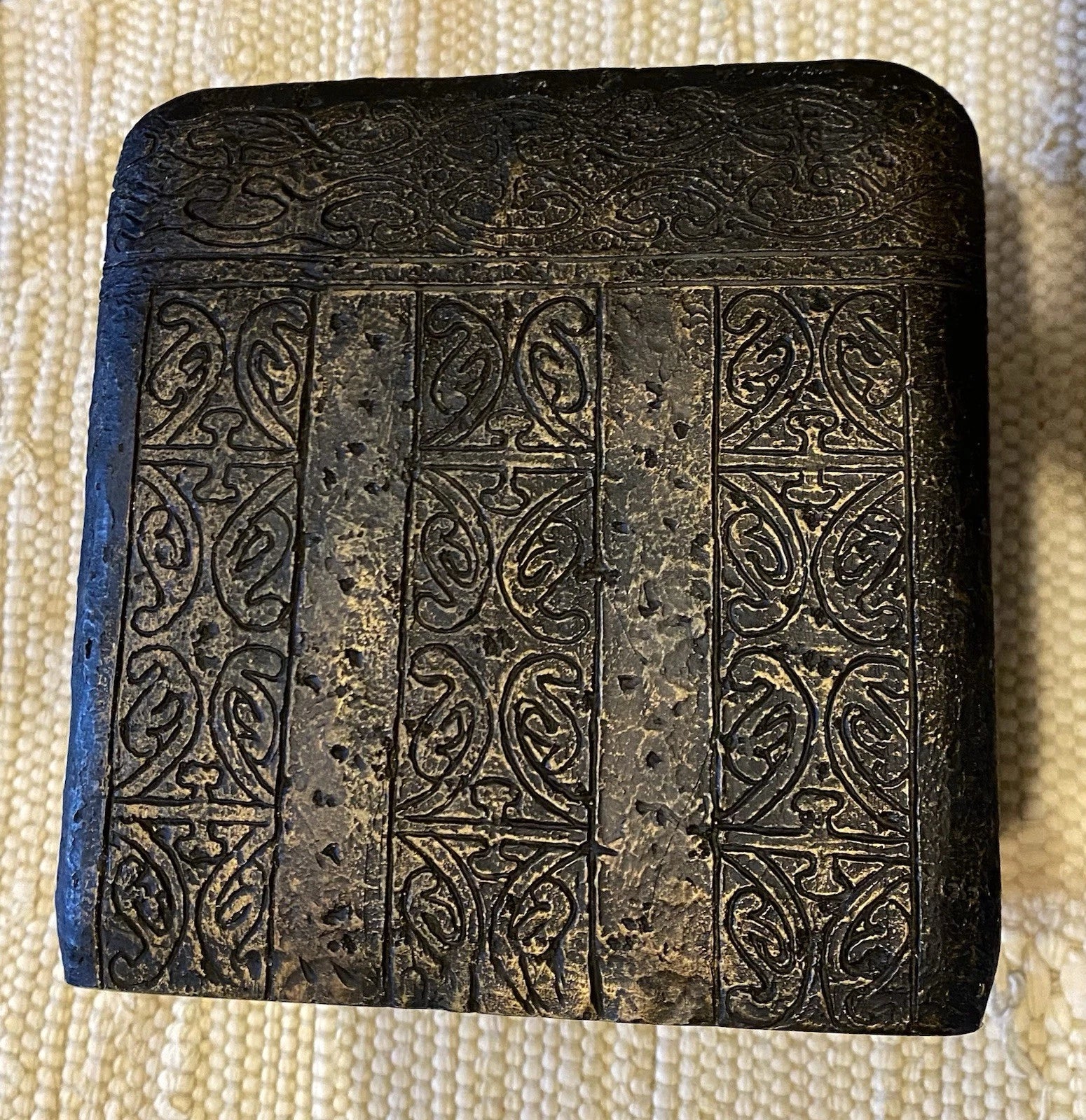 Cast Iron Decorative Tissue Box Holder Cover Brown Ancient Ornate Scroll Design | eBay