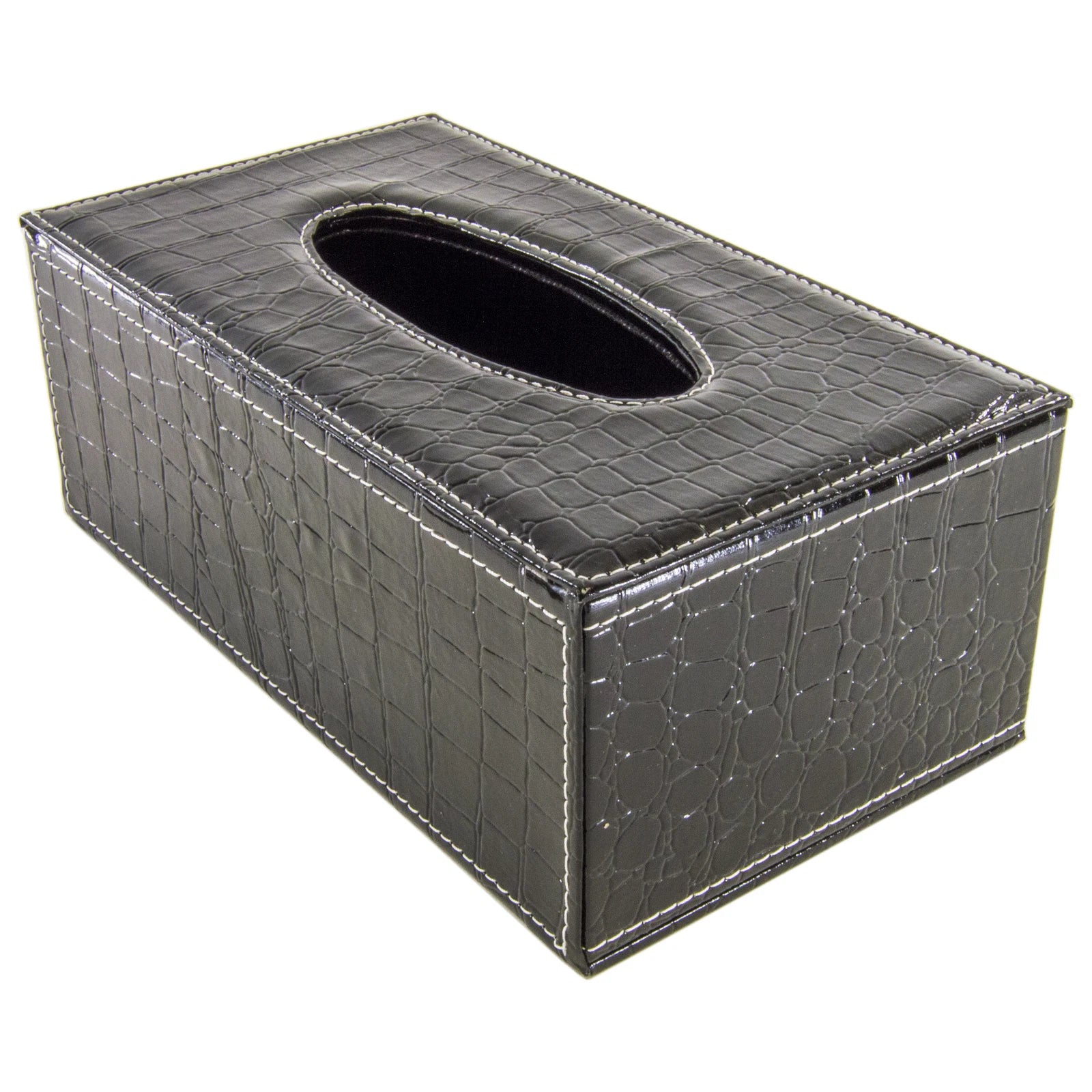 PU Leather Tissue Box Cover Holder for 3.1" Tall Tissue Boxes (Black Crocodile) | eBay