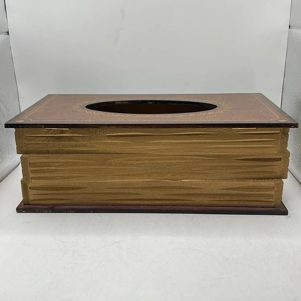 Wooden Book Tissue Box Napkin Holder Dispenser Cover Case Home Decor | eBay